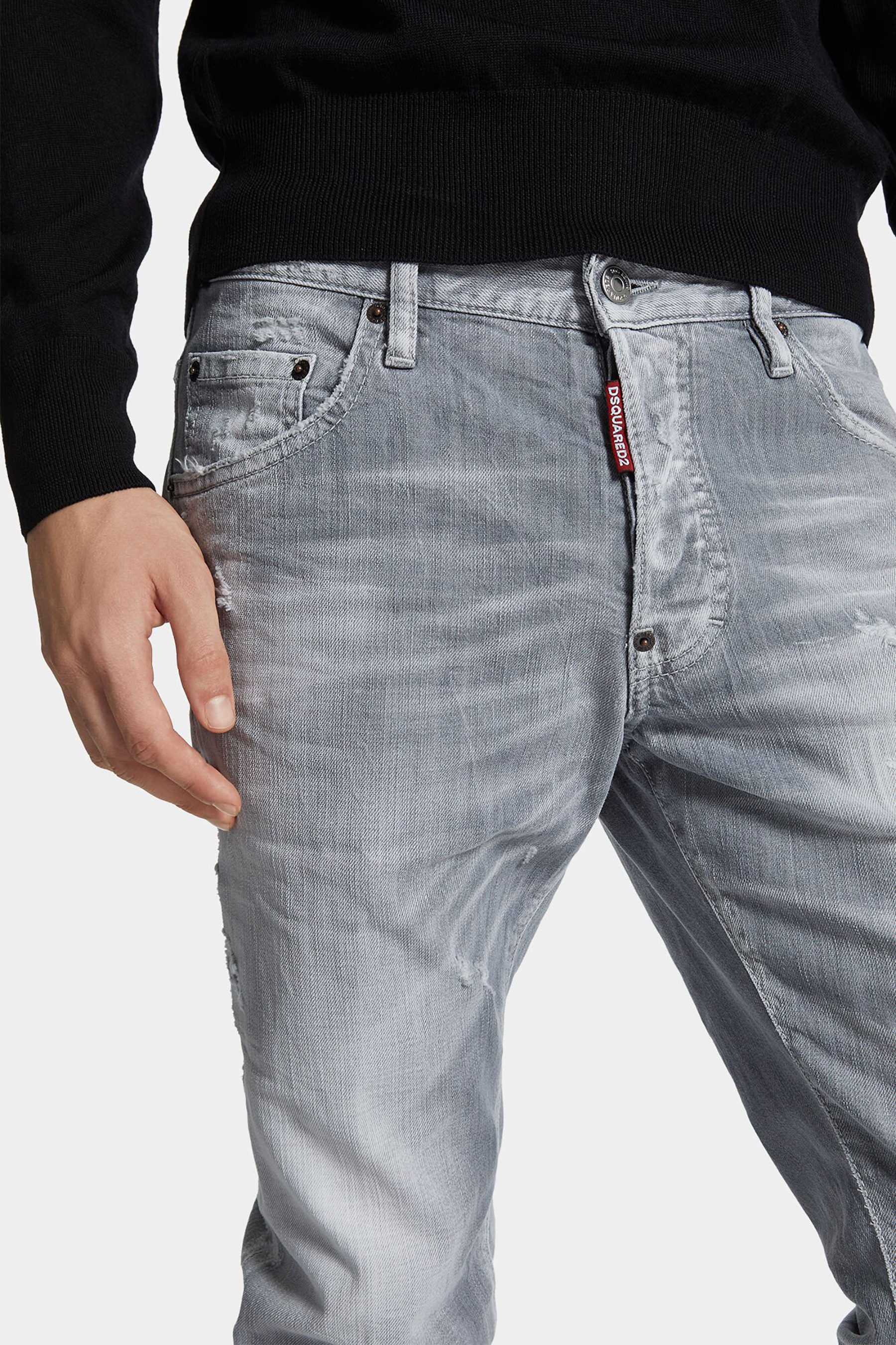 DSQUARED2 Brushed Cotton Stretch Denim Skater Jeans DSQUARED2 Brushed Cotton Stretch Denim Skater Jeans