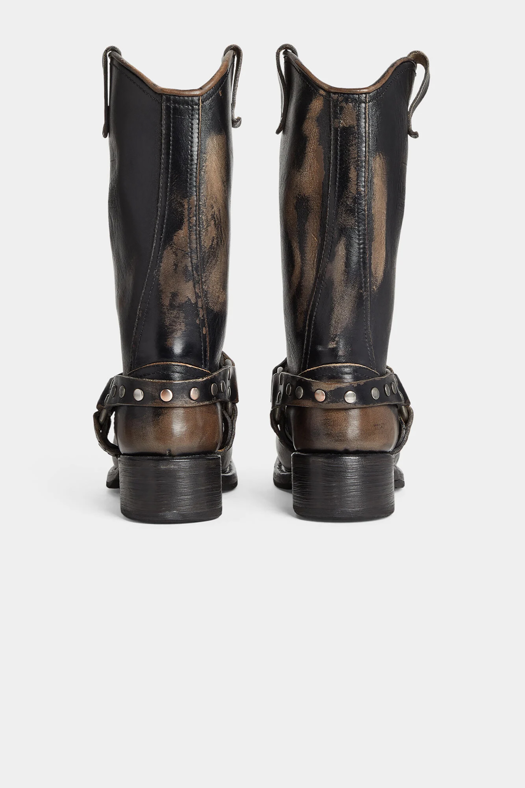 DSQUARED2 Distressed Leather Biker Boots Harley Stiefel, Schuhe, Schuh, Reitstiefel, Hoher Absatz