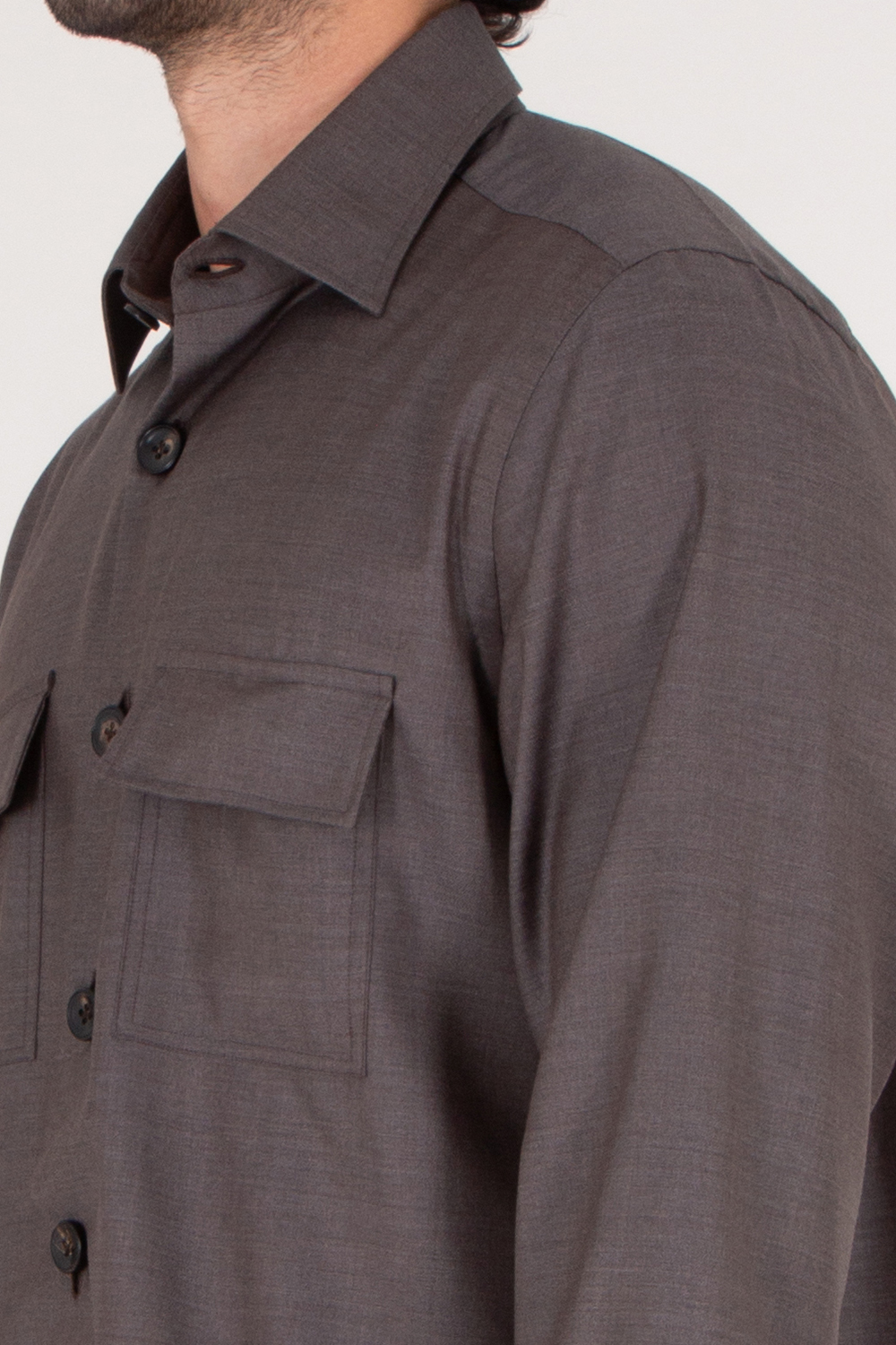 KITON Relaxed Fit Virgin Wool Overshirt