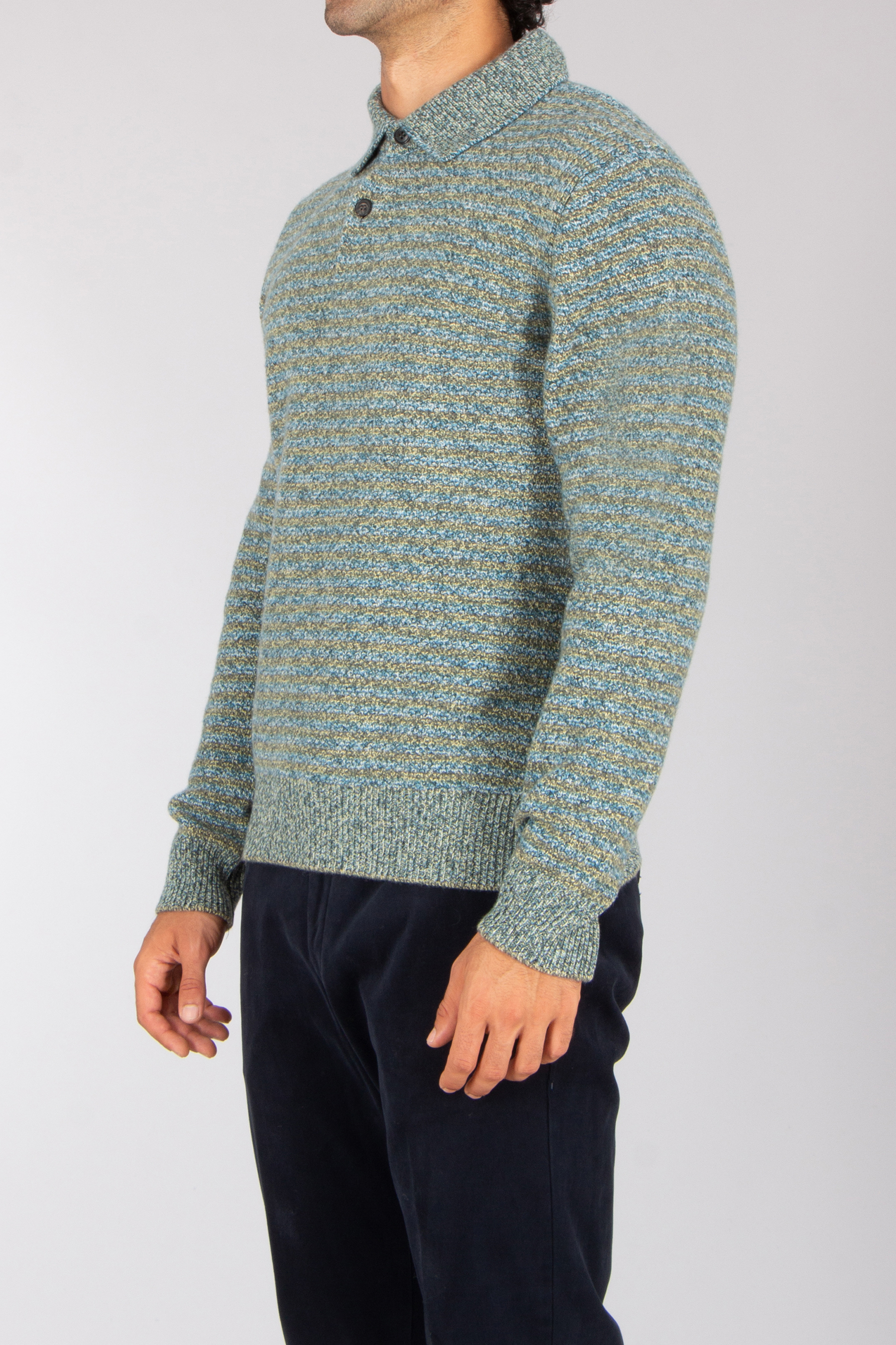 PAUL SMITH Relaxed Fit Striped Superfine Lambswool Knit Polo Bekleidung, Strickwaren, Pullover