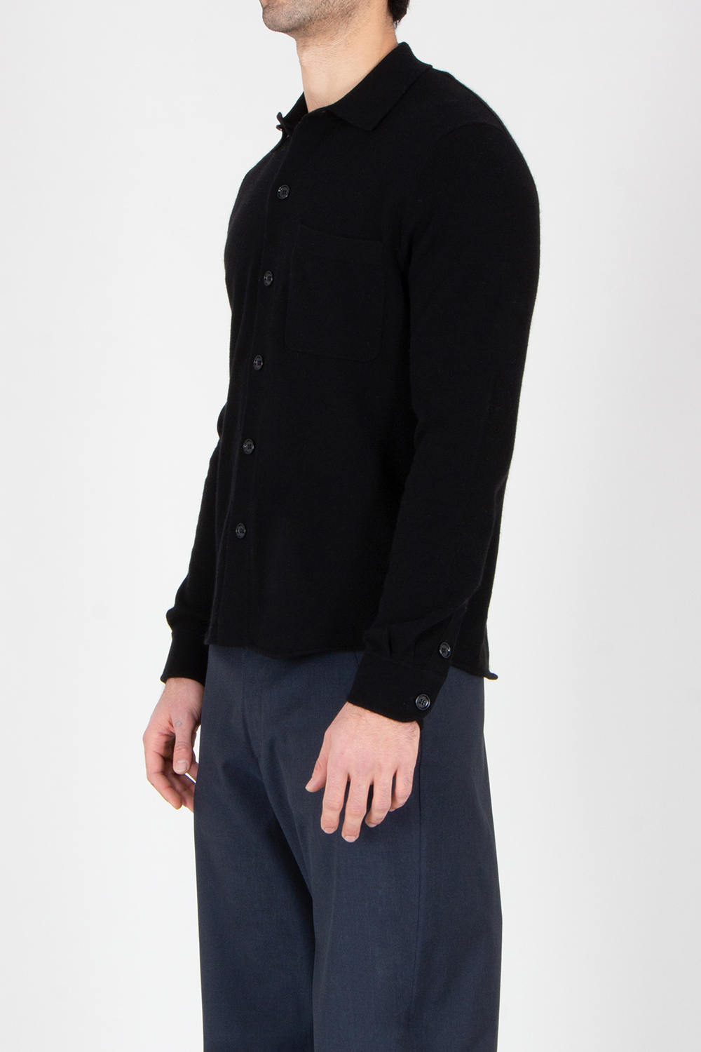 ALLUDE Regular Fit Cotton-Cashmere Blend Knit Shirt