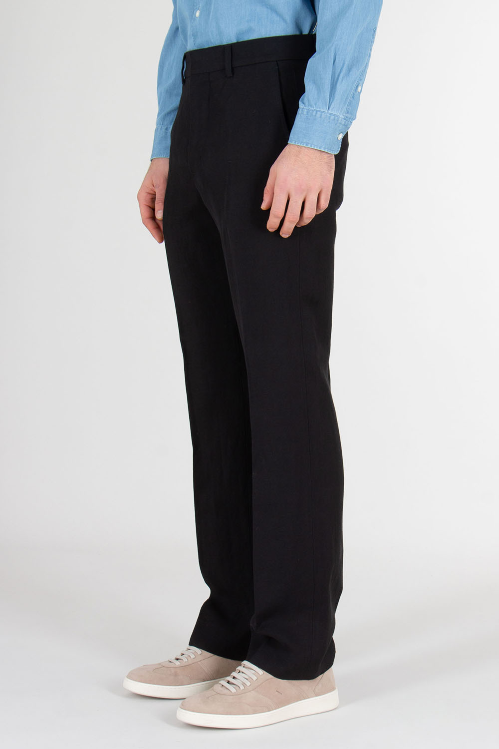 AMI PARIS Straight Fit Viscose-Linen Blend Pants