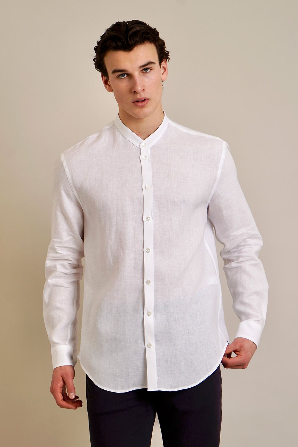 EMPORIO ARMANI Regular Fit Essential Linen Shirt