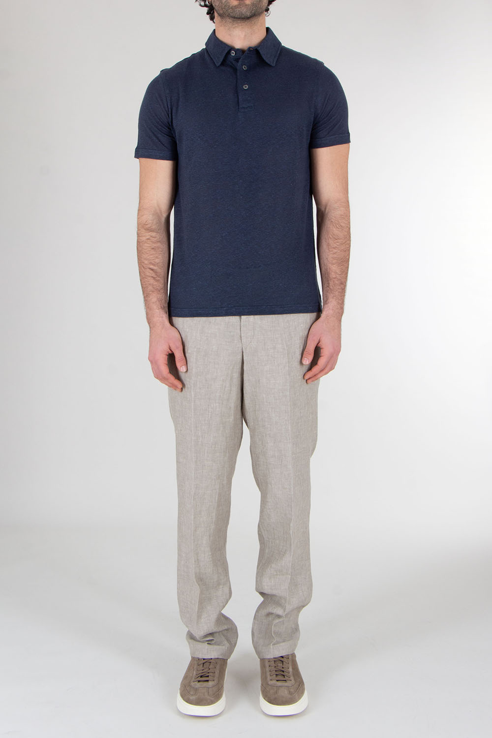 AURÉLIEN Regular Fit Linen Polo Shirt