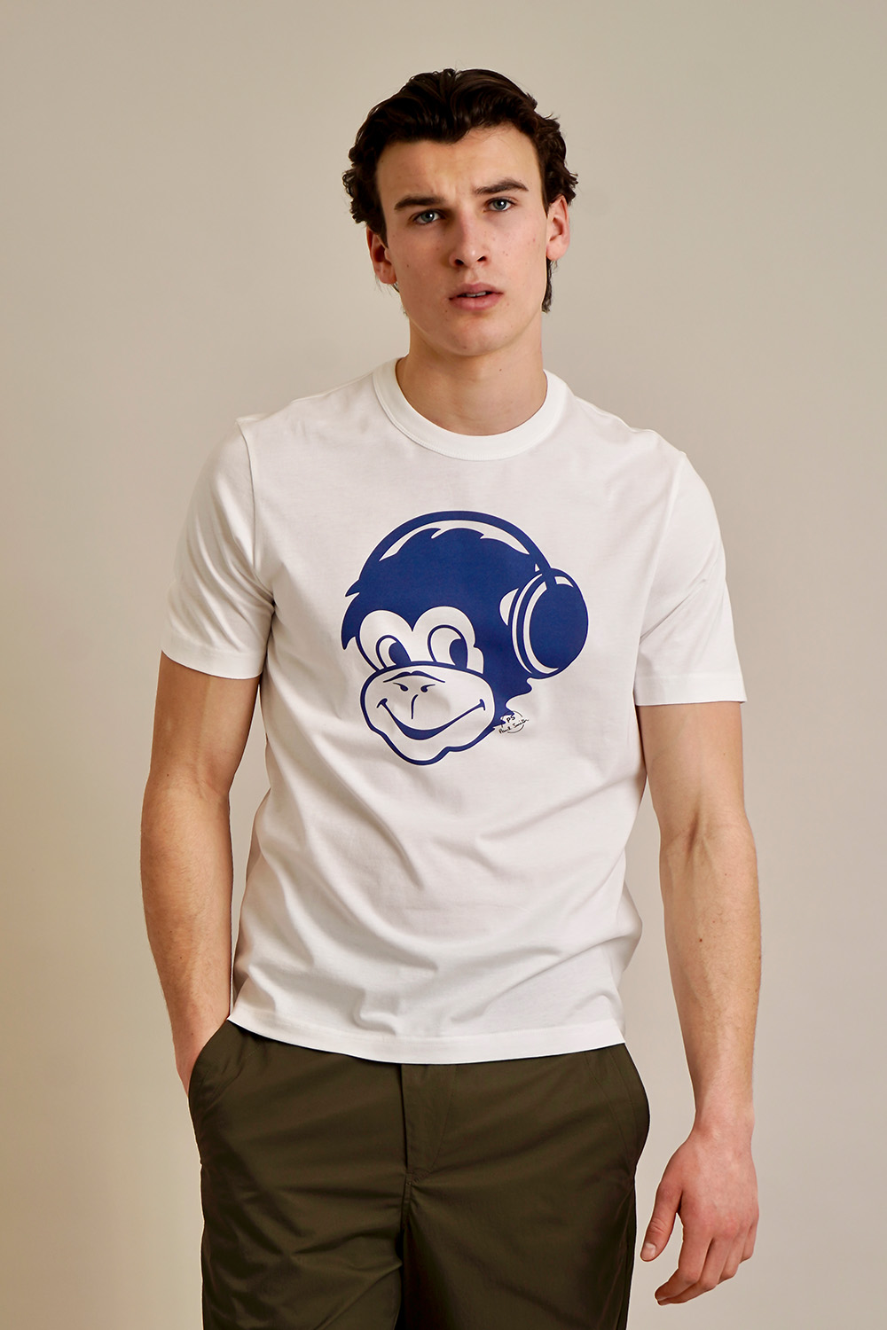 PAUL SMITH Casual Fit Monkey Headphones Print Organic Cotton Jersey T-Shirt