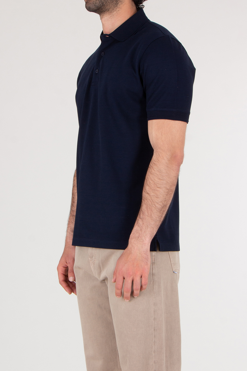 CANALI Regular Fit Textured Cotton Polo Shirt
