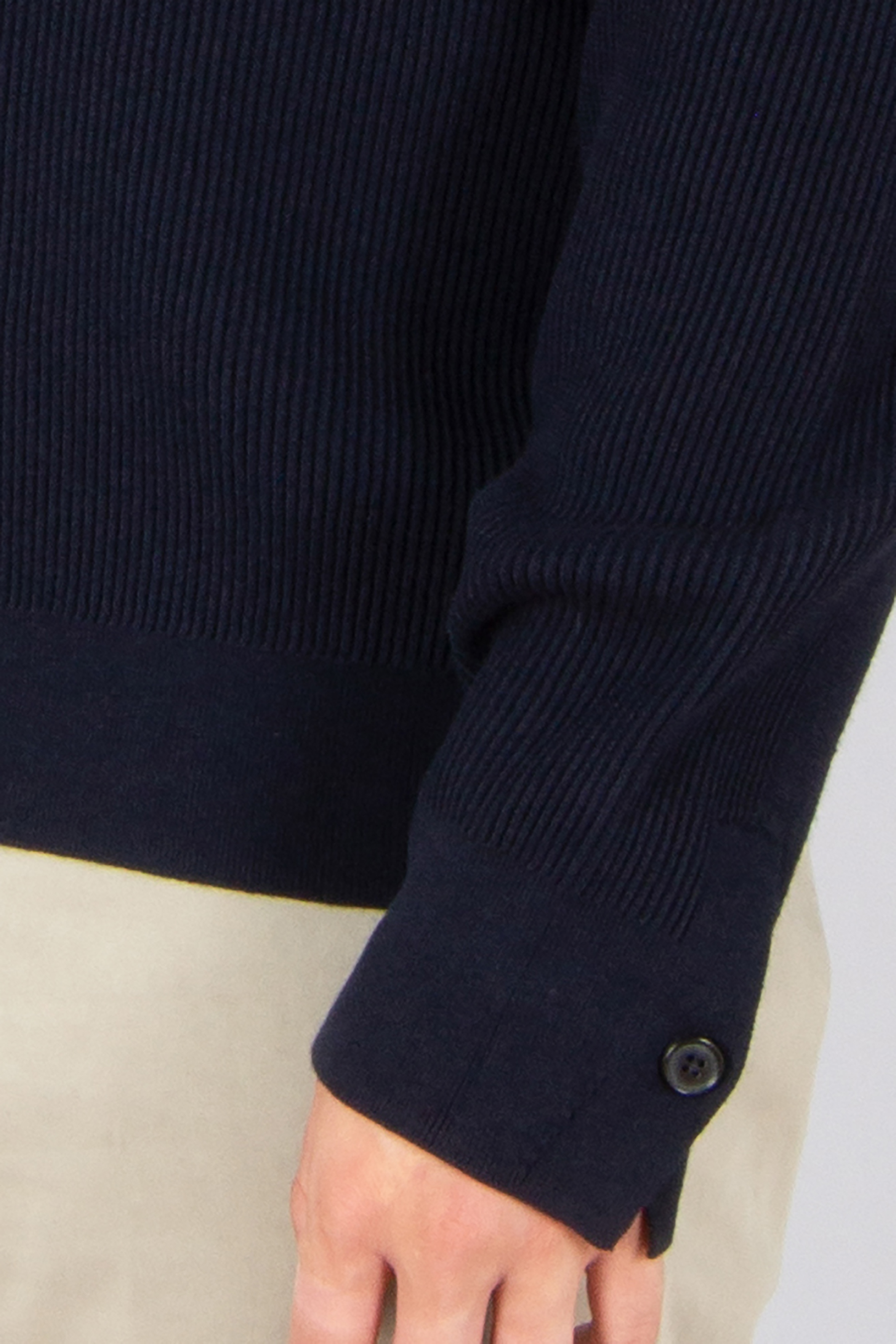 PAUL SMITH Regular Fit Ribbed Wool-Cotton Blend Half-Zip Sweater Bekleidung, Langarm, Ärmel, Strickwaren, Pullover
