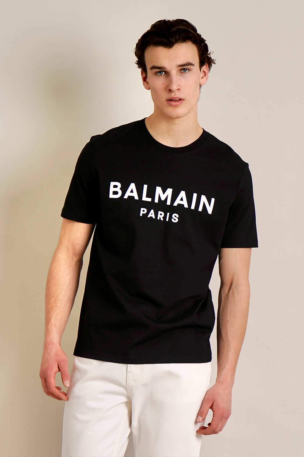 BALMAIN Regular Fit Logo Print Organic Cotton Jersey T-Shirt