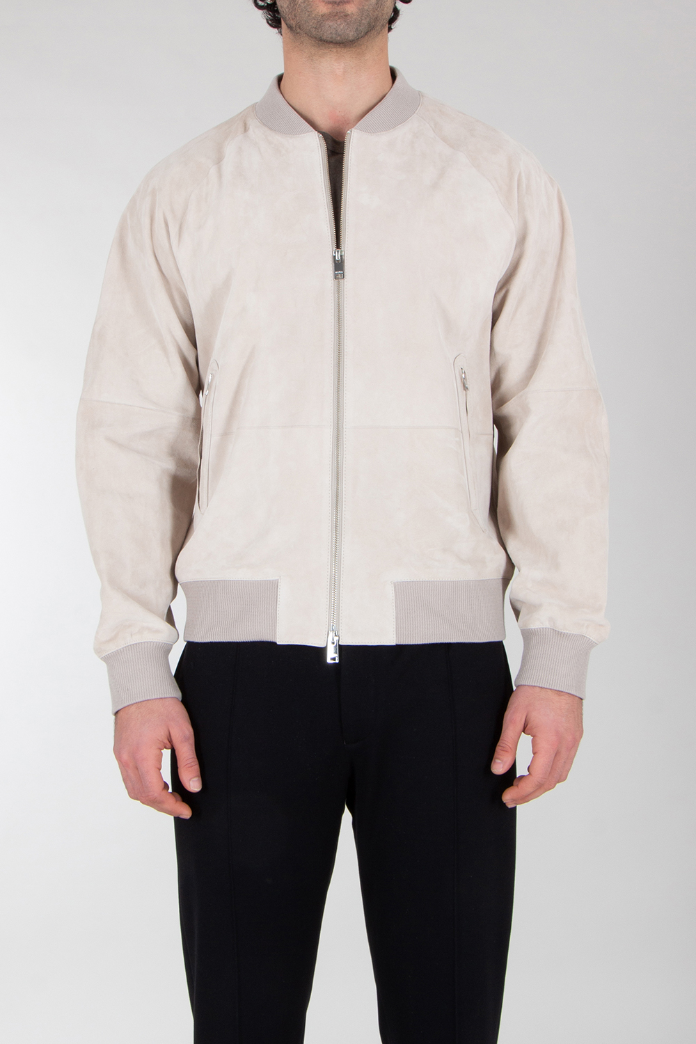 ARMA Regular Fit Lamb Suede Bomber Jacket