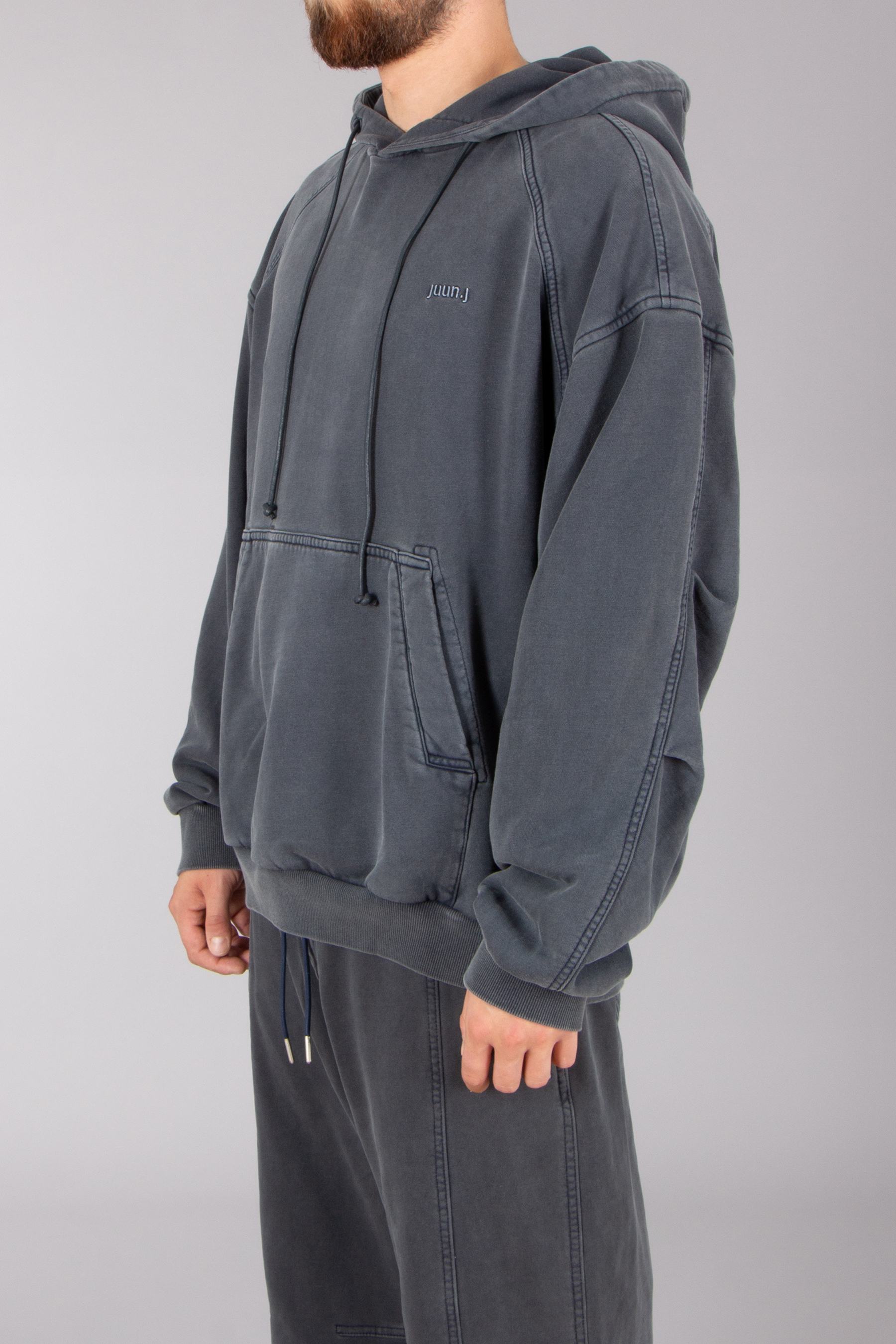 JUUN.J Loose Fit WORKOUTURE Embroidery Cotton Hoodie JUUN.J Loose Fit WORKOUTURE Embroidery Cotton Hoodie