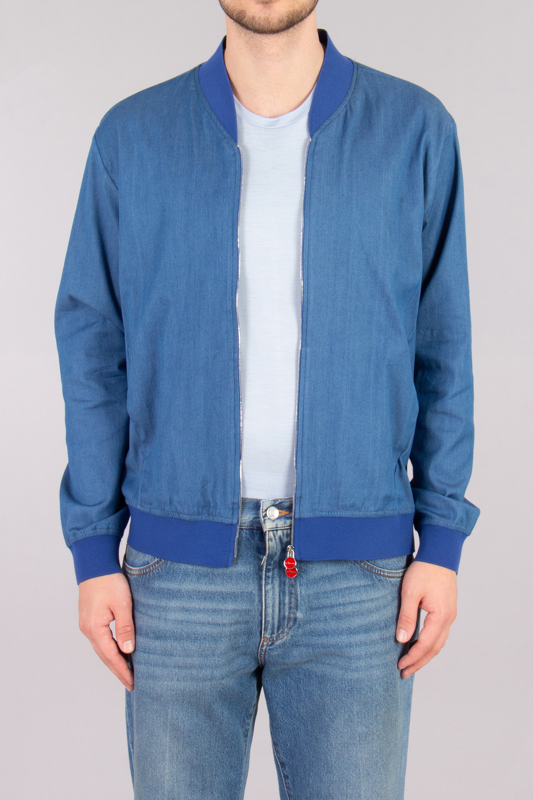 KITON Regular Fit Stretch Cotton Bomber Jacket
