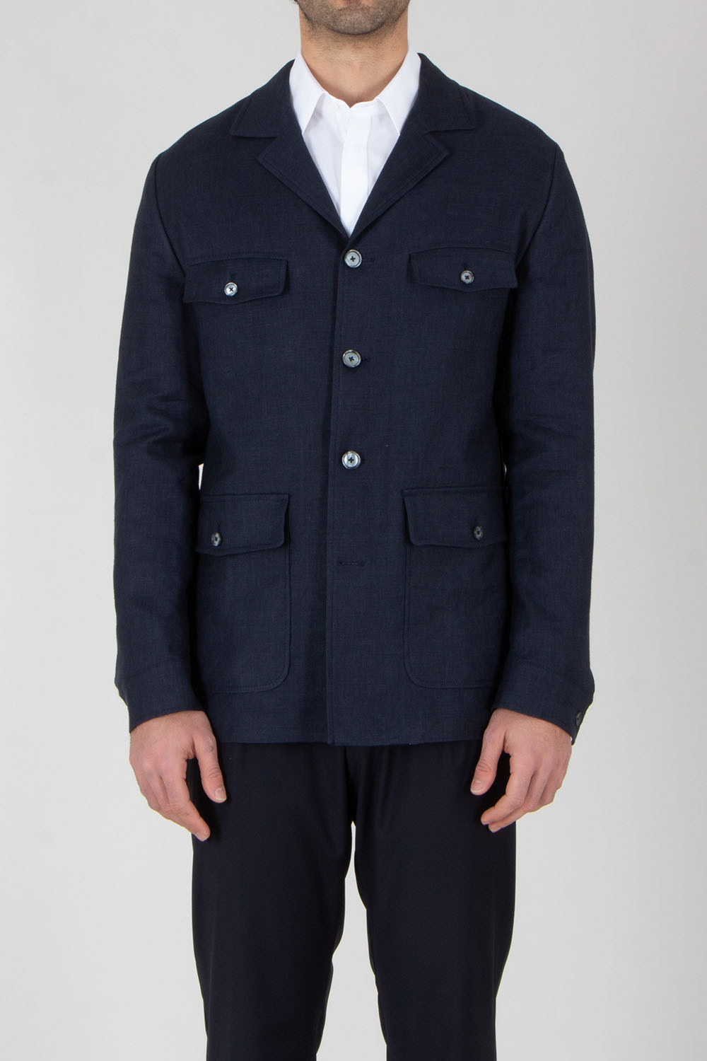 DRESSLER Regular Fit Linen-Lyocell Stretch Blend Overshirt Sedico