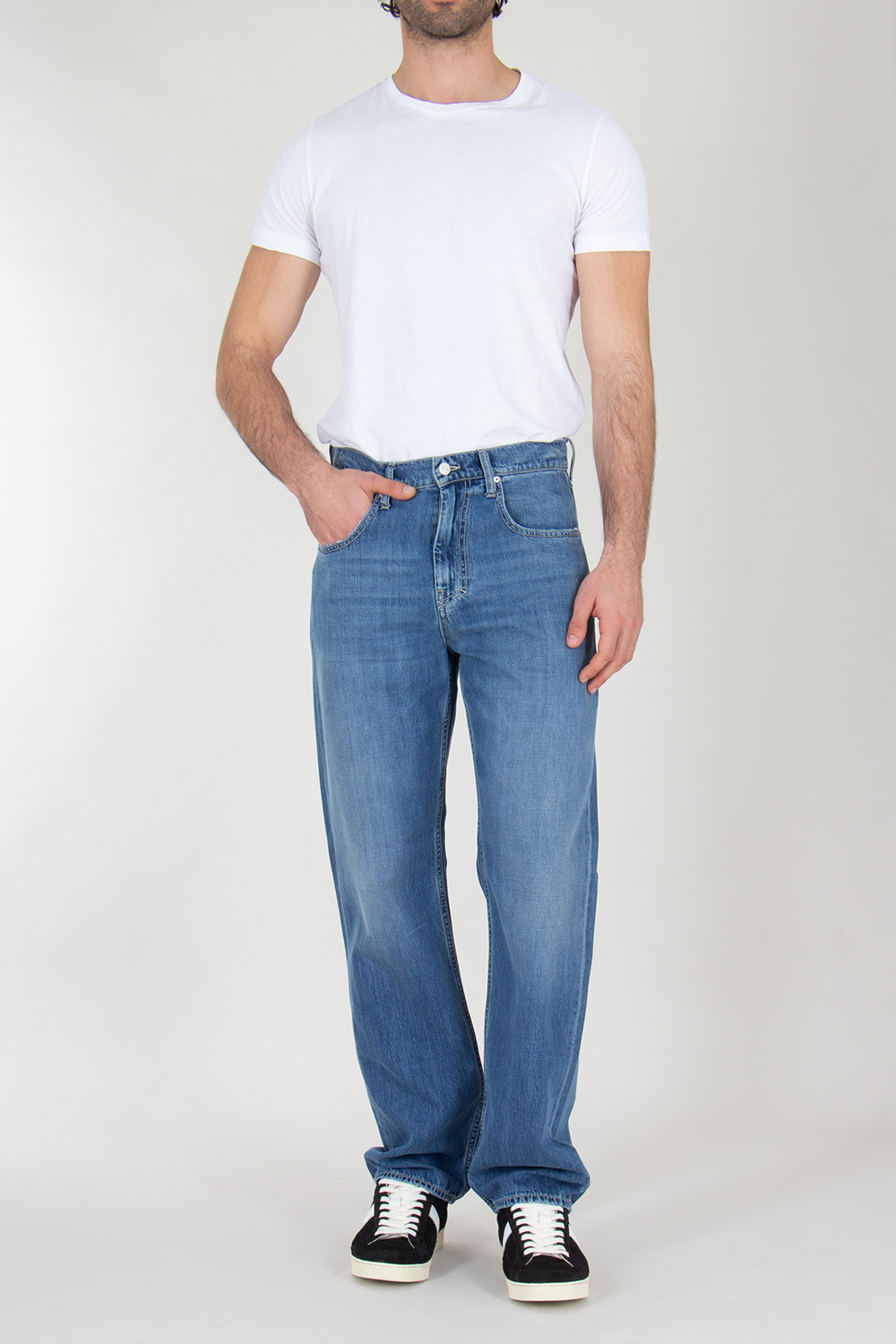 THE NIM Relaxed Fit Stone Washed Denim Jeans 