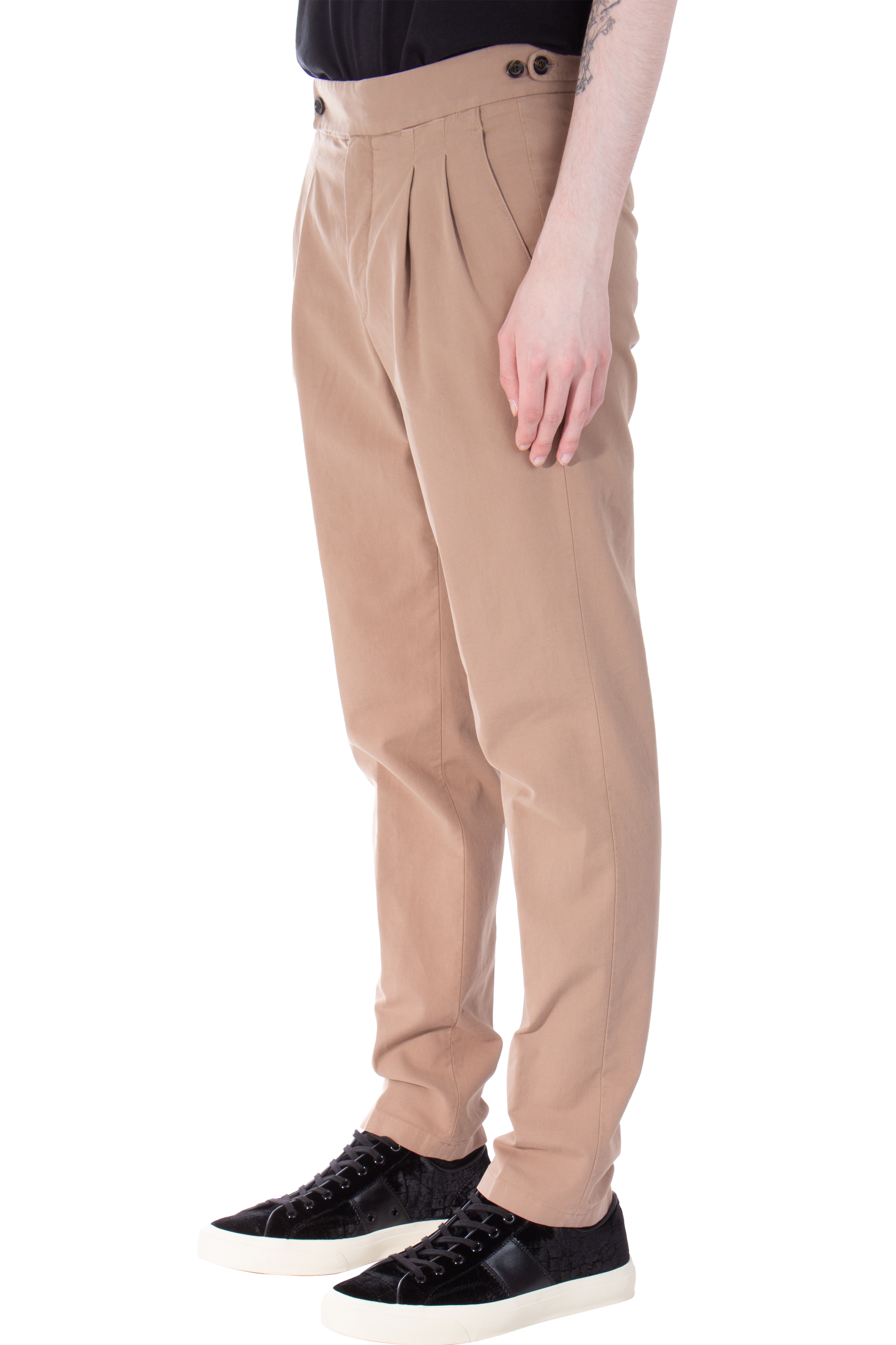 COLOMBO Pleated Cotton Stretch Pants Robert COLOMBO Pleated Cotton Stretch Pants Robert