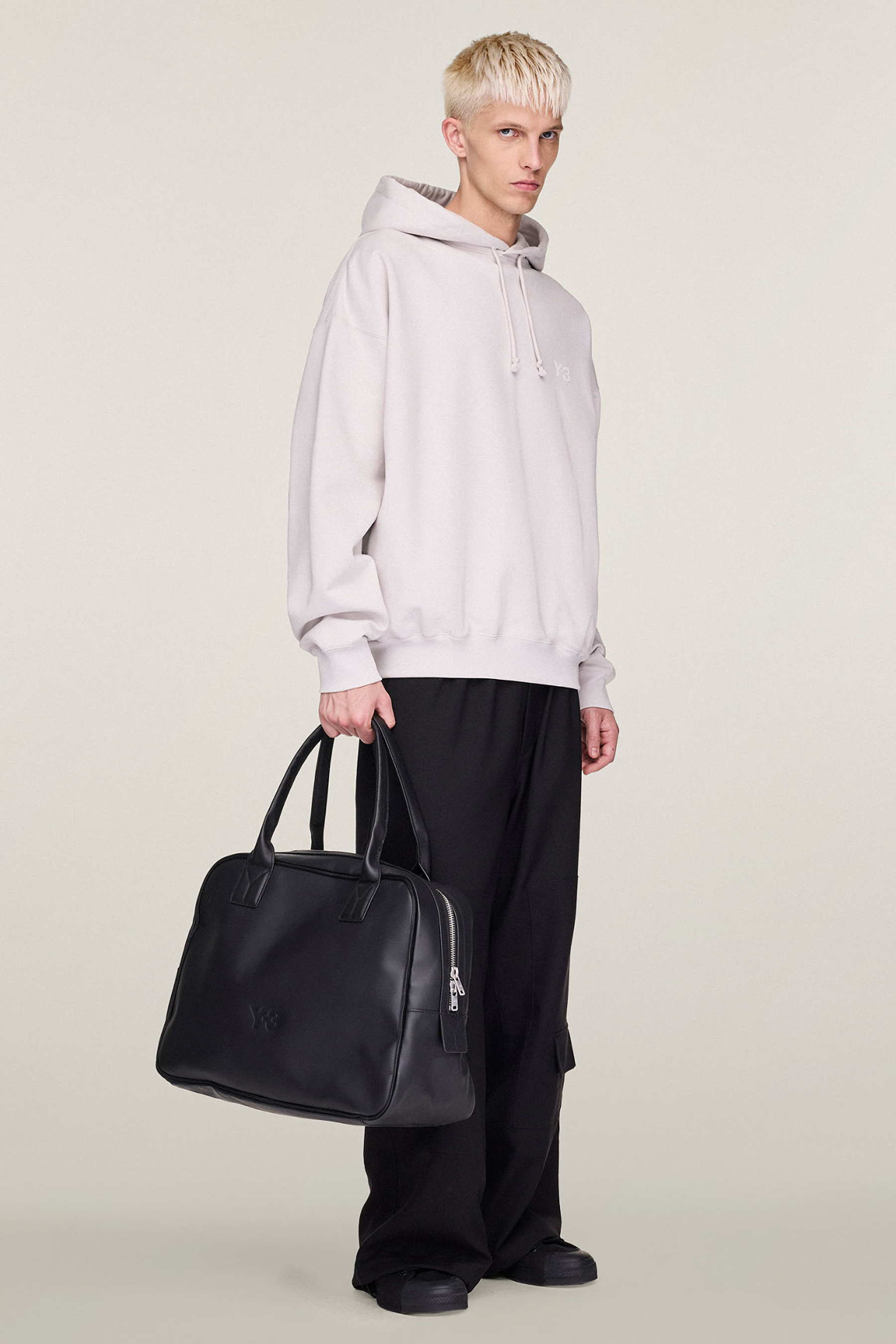 Y-3 Oversized Fit Brushed Cotton Blend French Terry Hoodie Tasche, Handtasche, Mantel, Kapuzenpulli, Pullover