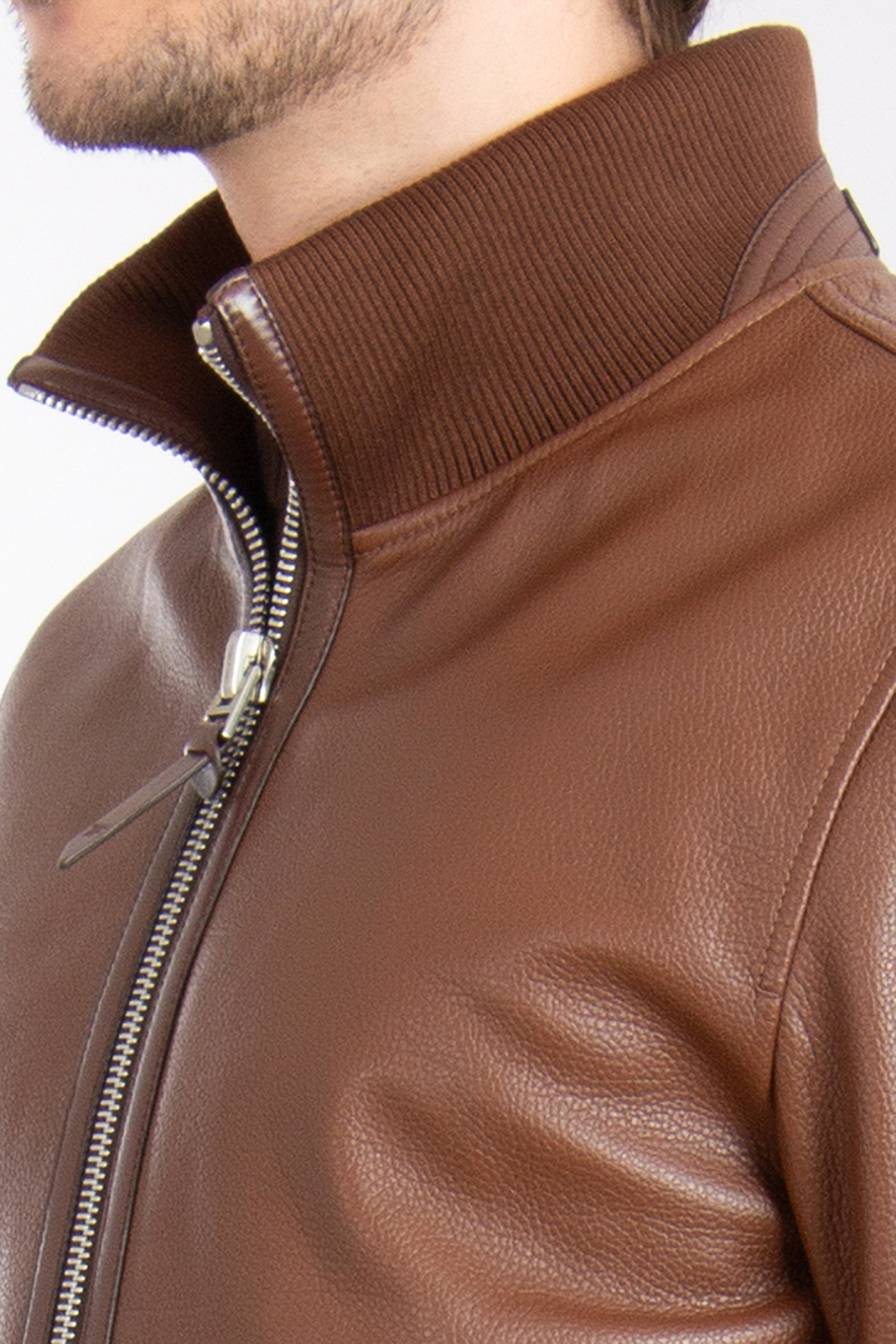TOM FORD Grained Lamb Leather Track Bomber Jacket TOM FORD Grained Lamb Leather Track Bomber Jacket