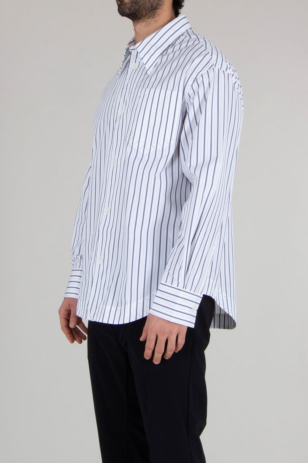 AMI PARIS Loose Fit Ami De Coeur Striped Cotton Poplin Shirt
