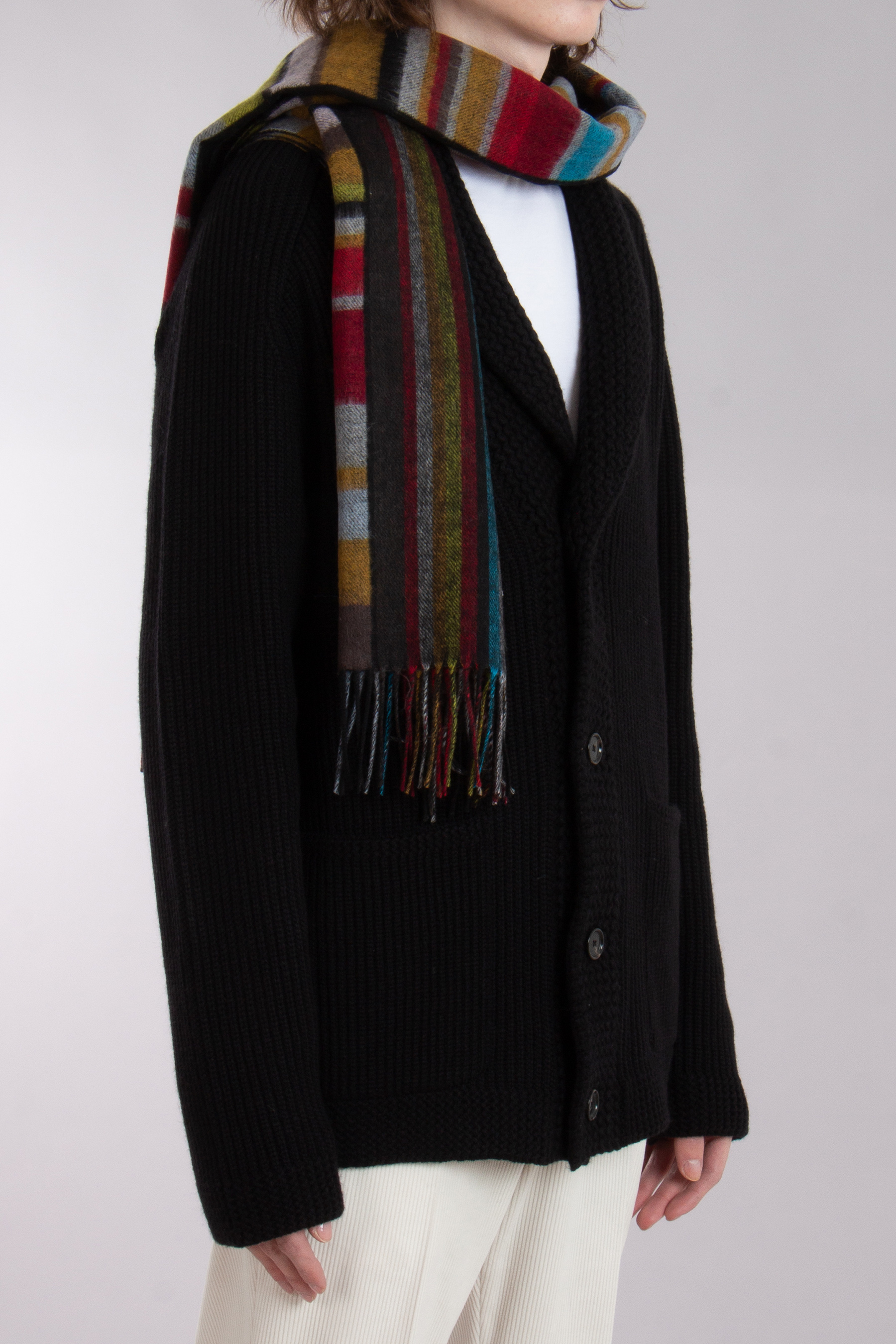 PAUL SMITH 'Signature Stripe' Mash Up Lambswool-Cashmere Blend Scarf
