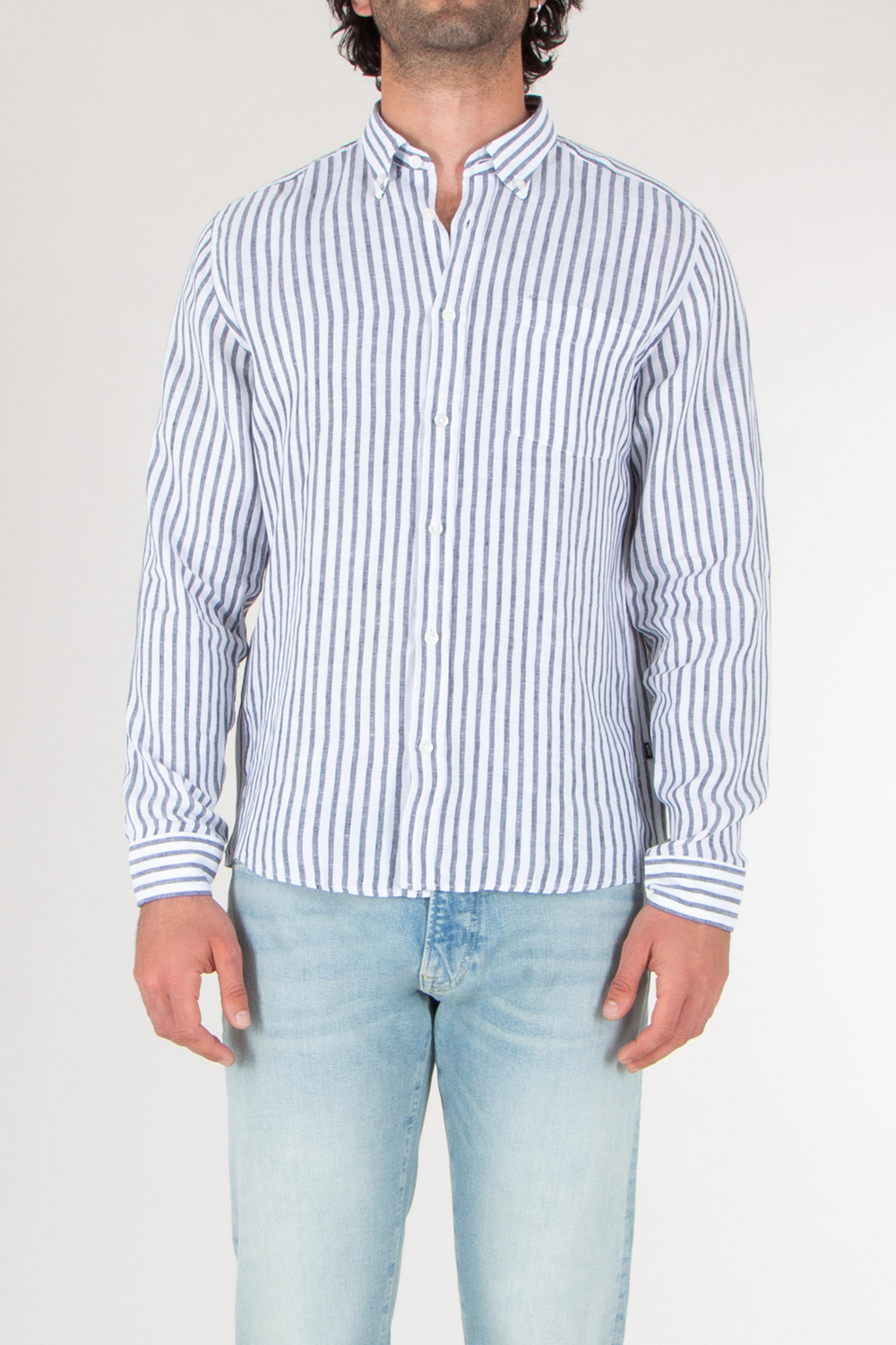 BOSS Regular Fit Striped Linen Shirt