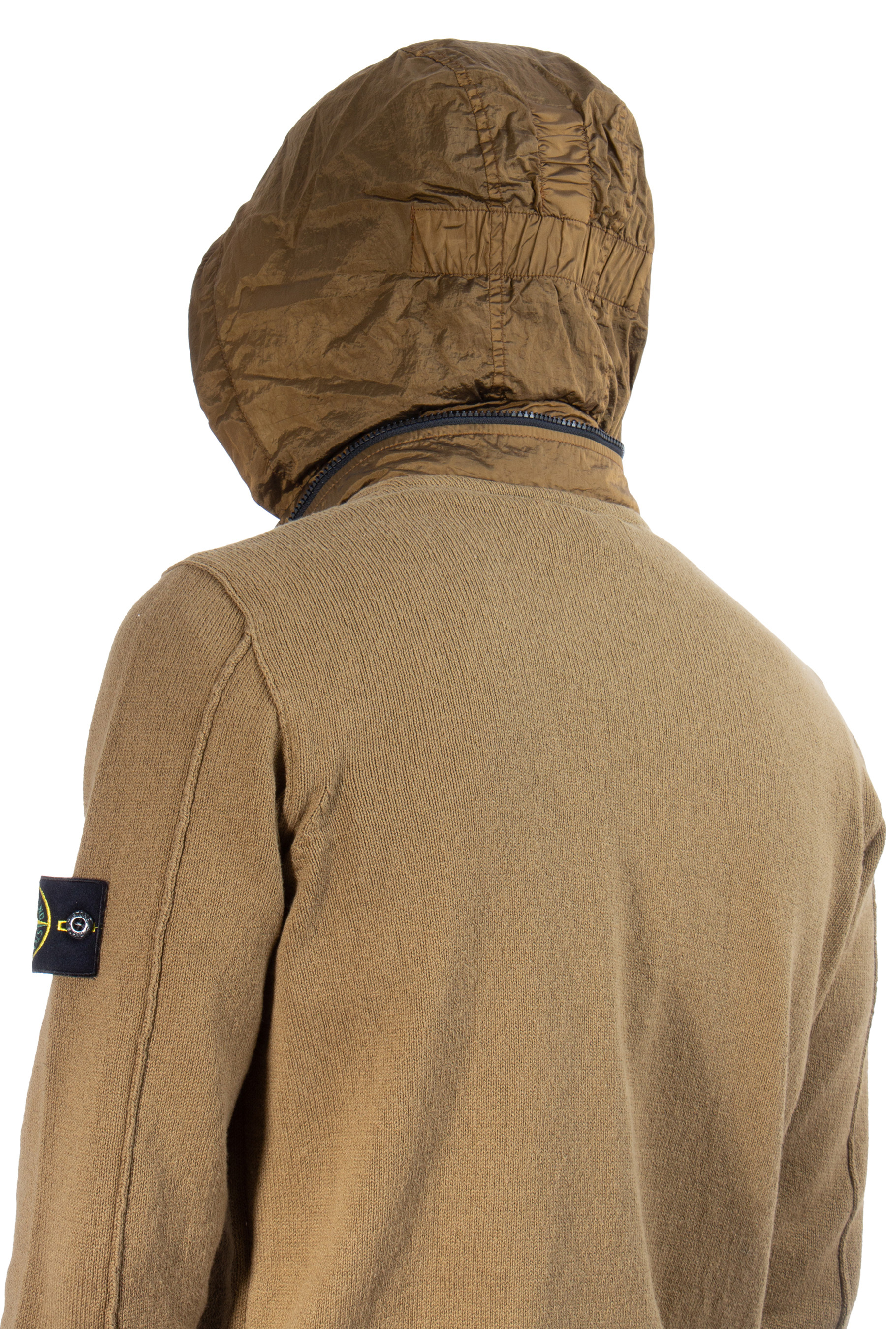 STONE ISLAND Cotton Knit Jacket with Hidden Hood STONE ISLAND Cotton Knit Jacket with Hidden Hood
