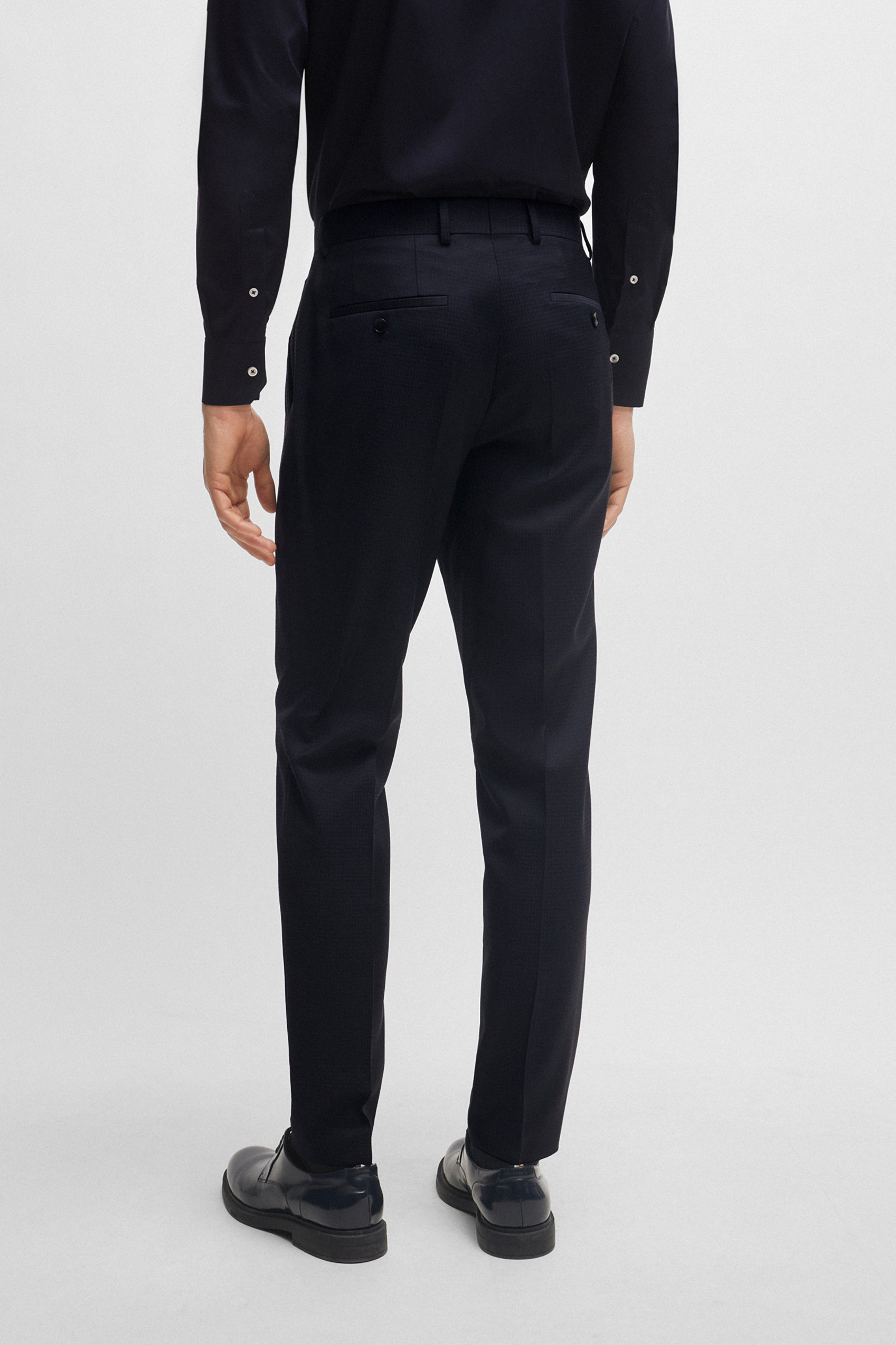 BOSS Micro Patterned Slim Fit Virgin Wool Suit H-Huge