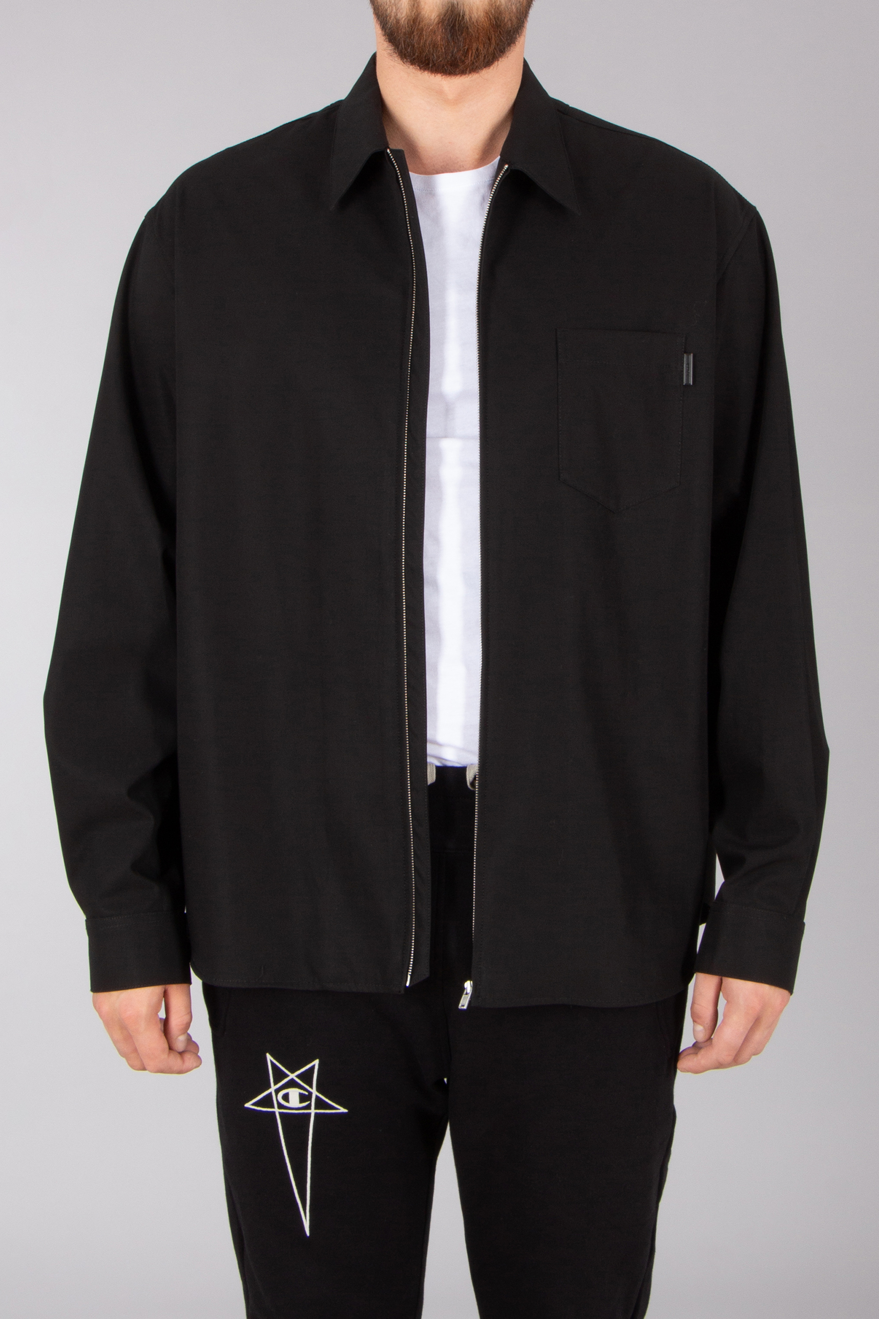 JUUN.J Semi-Oversized Fit Cotton Zip-Up Overshirt JUUN.J Semi-Oversized Fit Cotton Zip-Up Overshirt