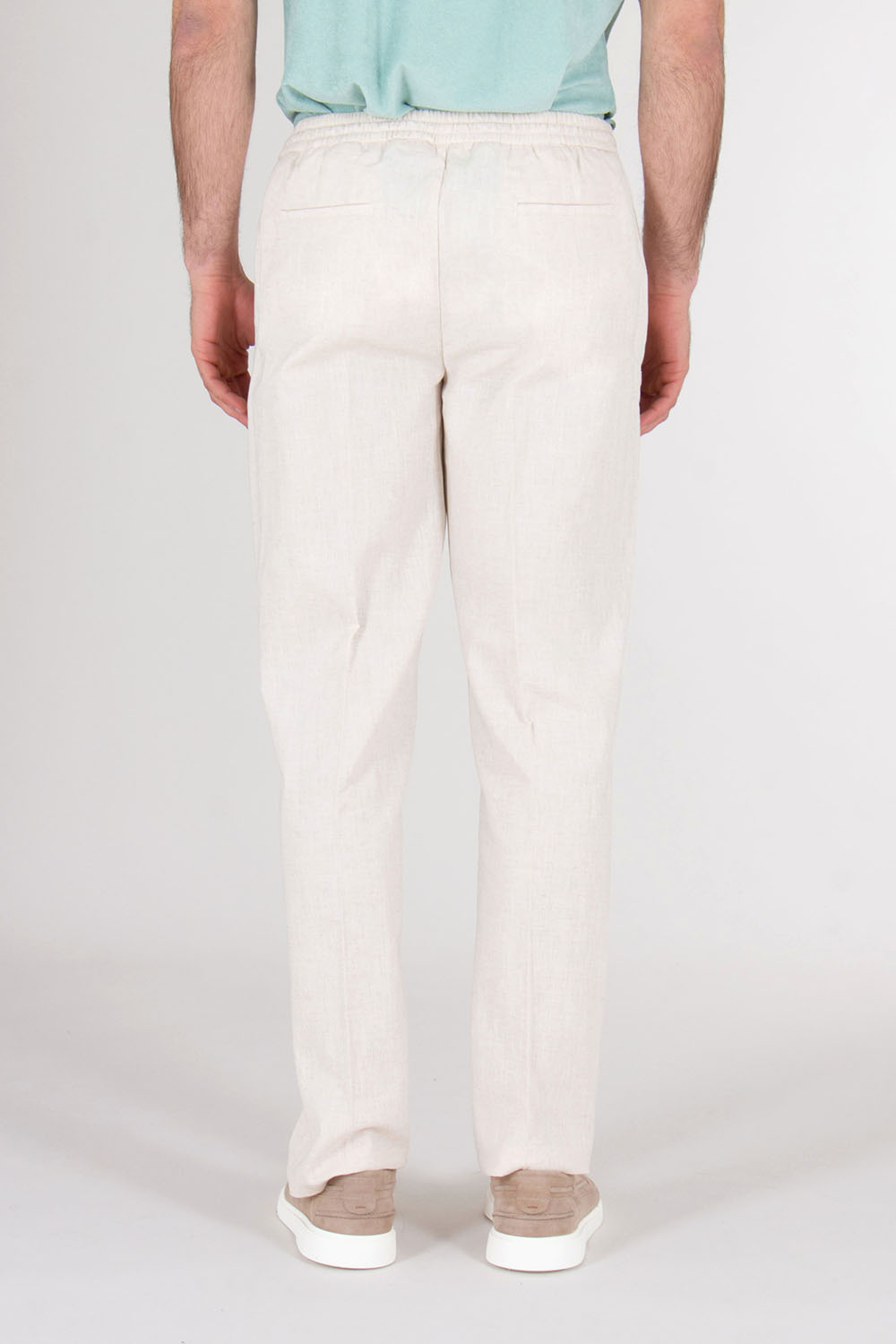 AURÉLIEN Slim Fit Linen Drawstring Trousers Seaside