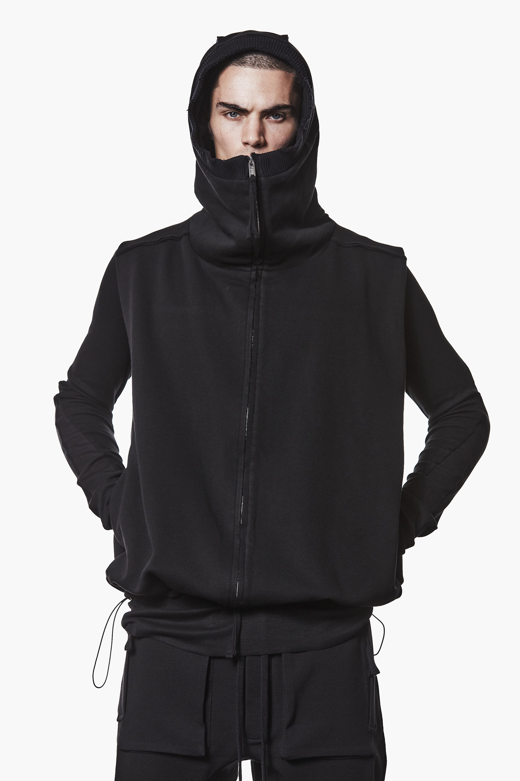THOM KROM Loose Fit Cotton Blend Sweat Hooded Long Vest Kapuzenpulli, Pullover, Sweatshirt, Kapuze, Vlies