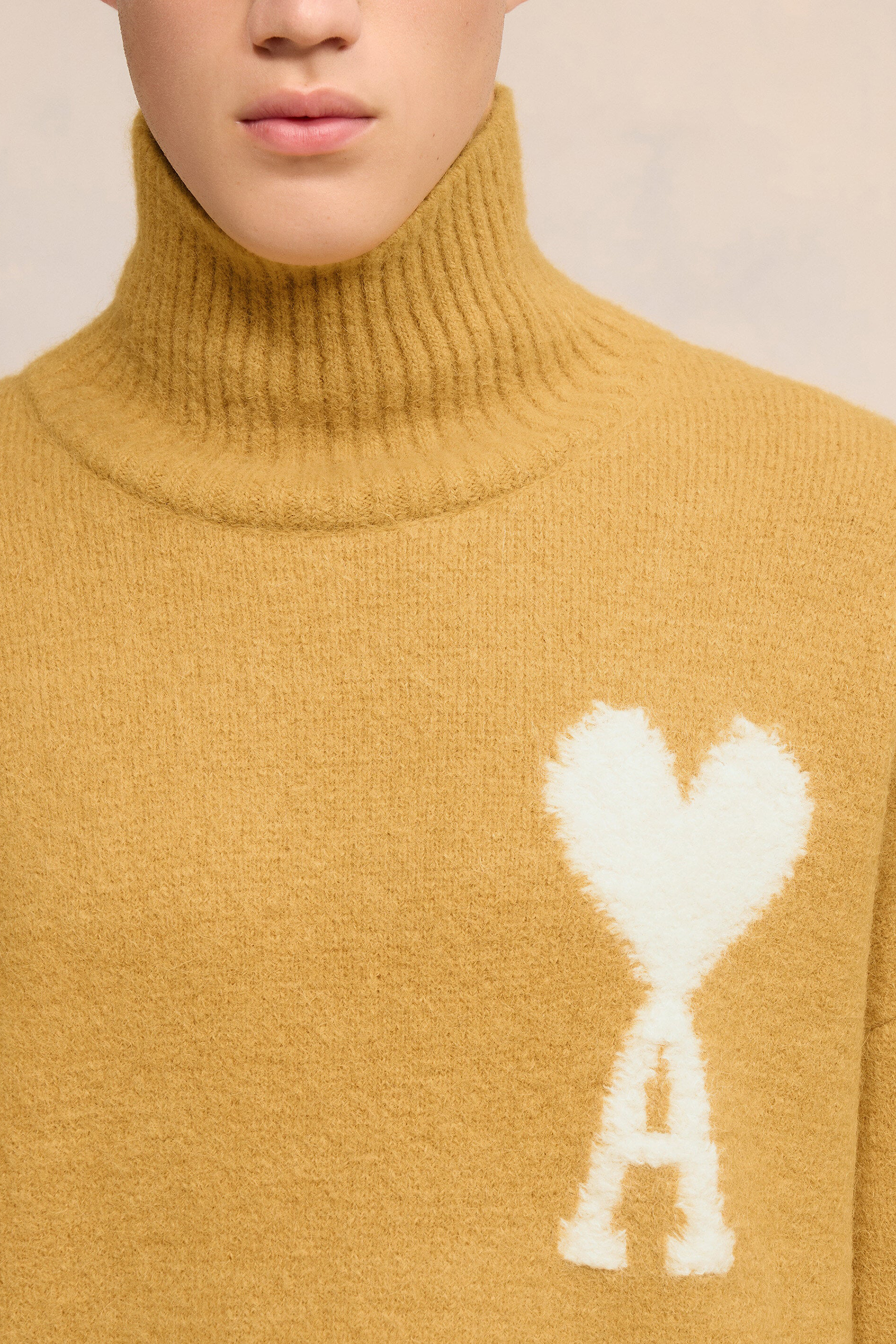 AMI PARIS Ami De Coeur Alpaca Blend Funnel Neck Sweater AMI PARIS Ami De Coeur Alpaca Blend Funnel Neck Sweater
