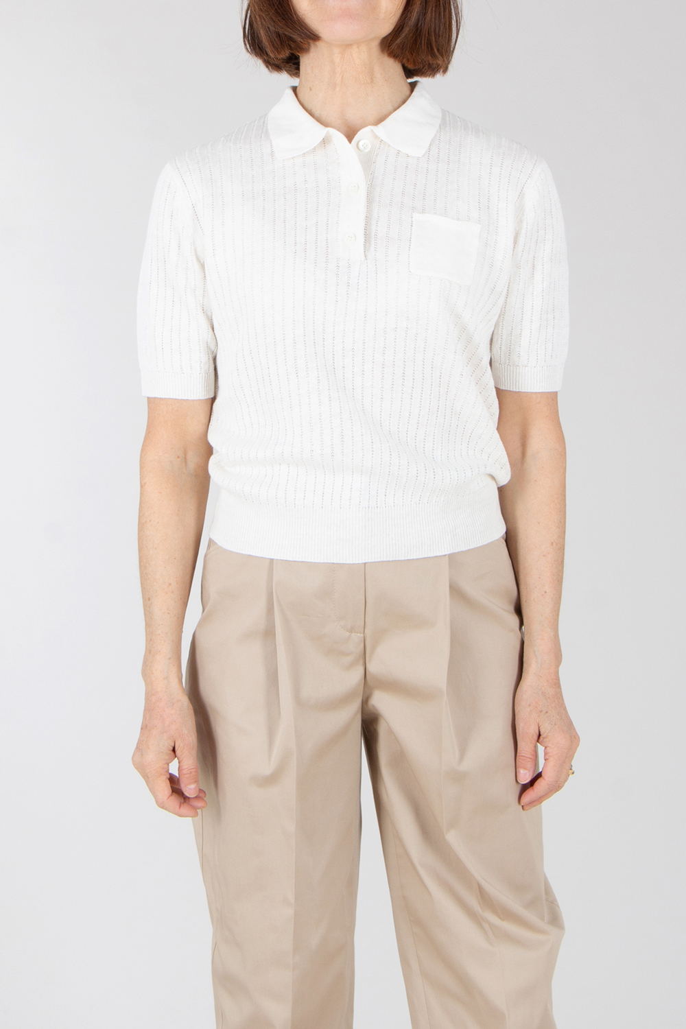 ASPESI Regular Fit Linen Lace Knit Polo