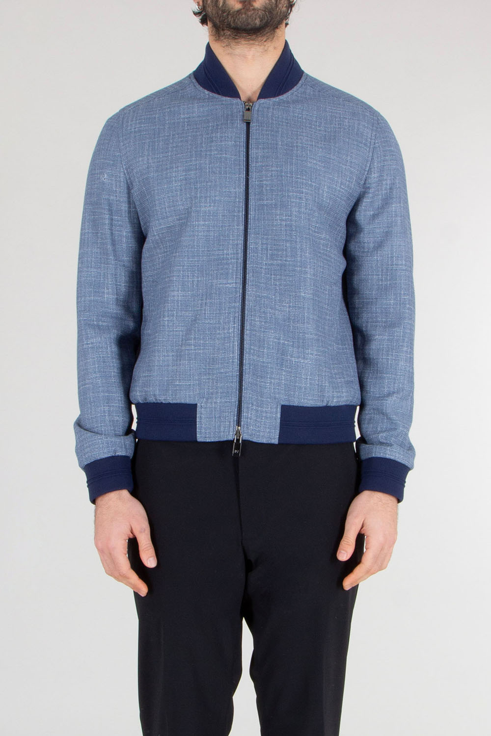 PAL ZILERI Regular Fit Effortless Viscose-Linen Blend Bomber Jacket