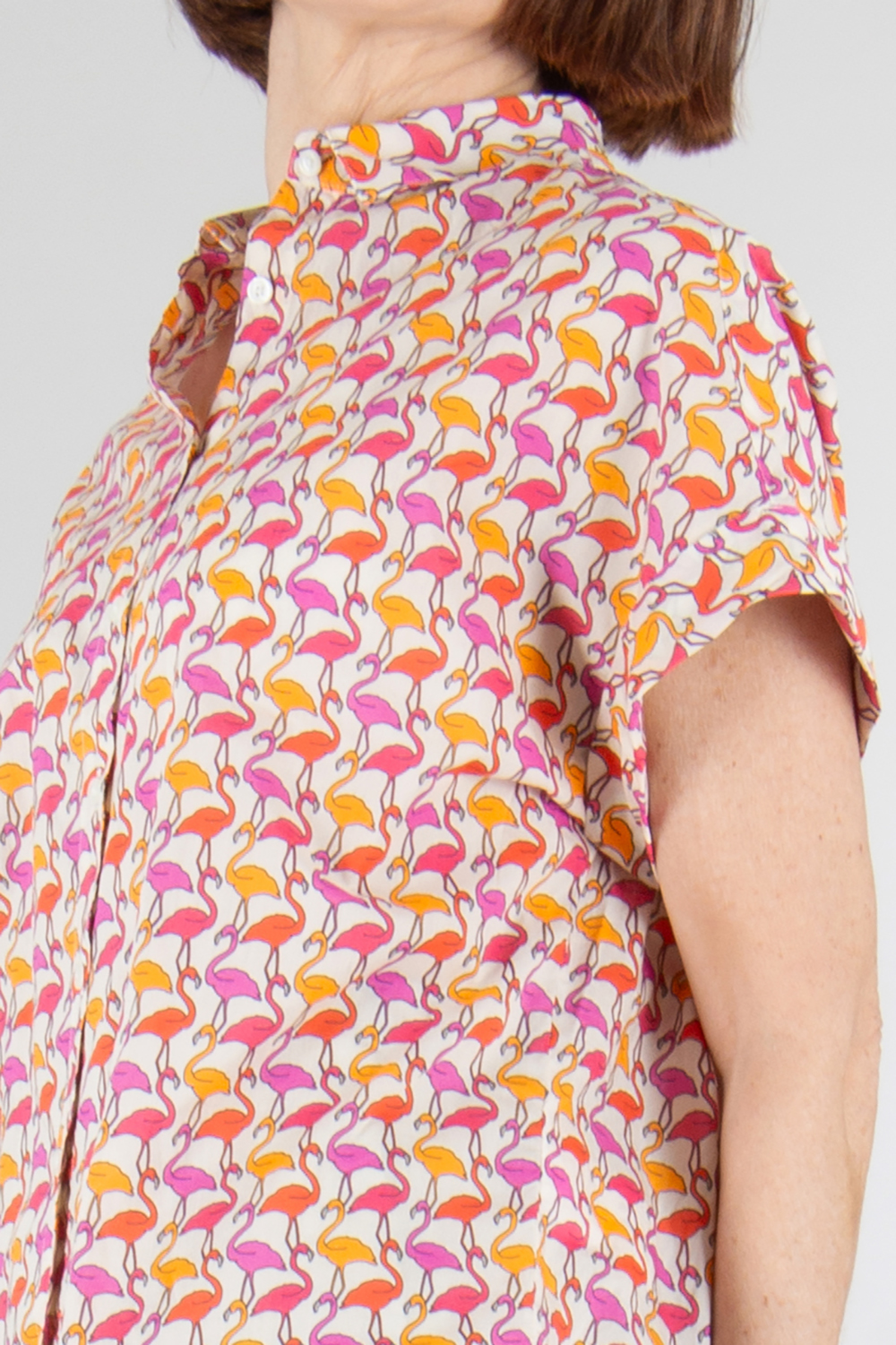 0039 ITALY Relaxed Fit patterned Cotton Blouse 