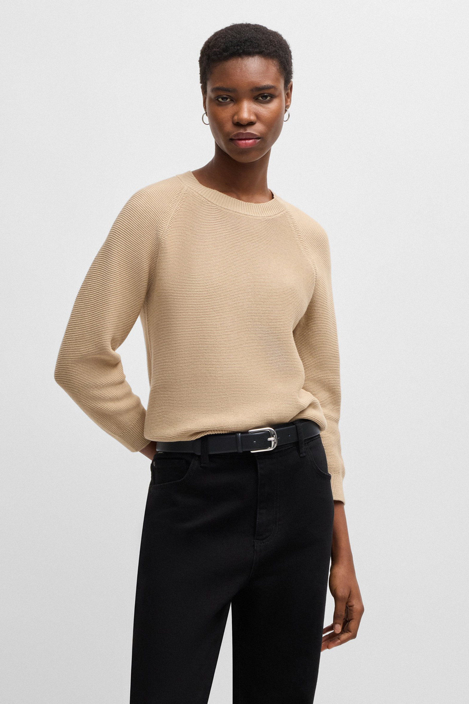 BOSS Grained Leather Belt Anna Bekleidung, Strickwaren, Pullover