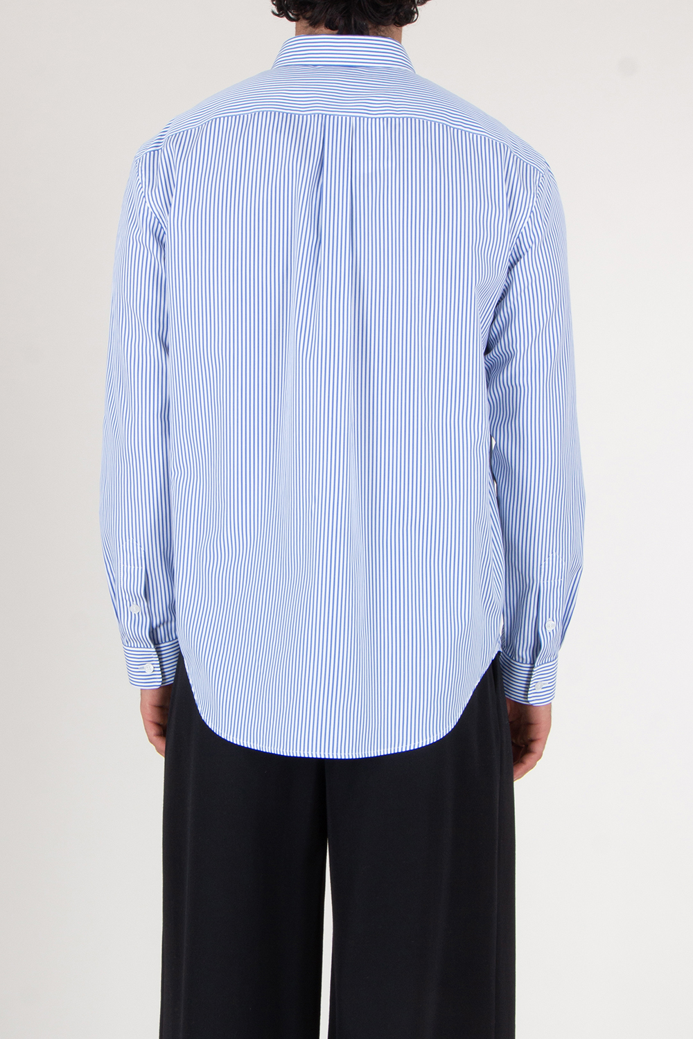 BALMAIN Relaxed Fit Striped Cotton Monogram Shirt
