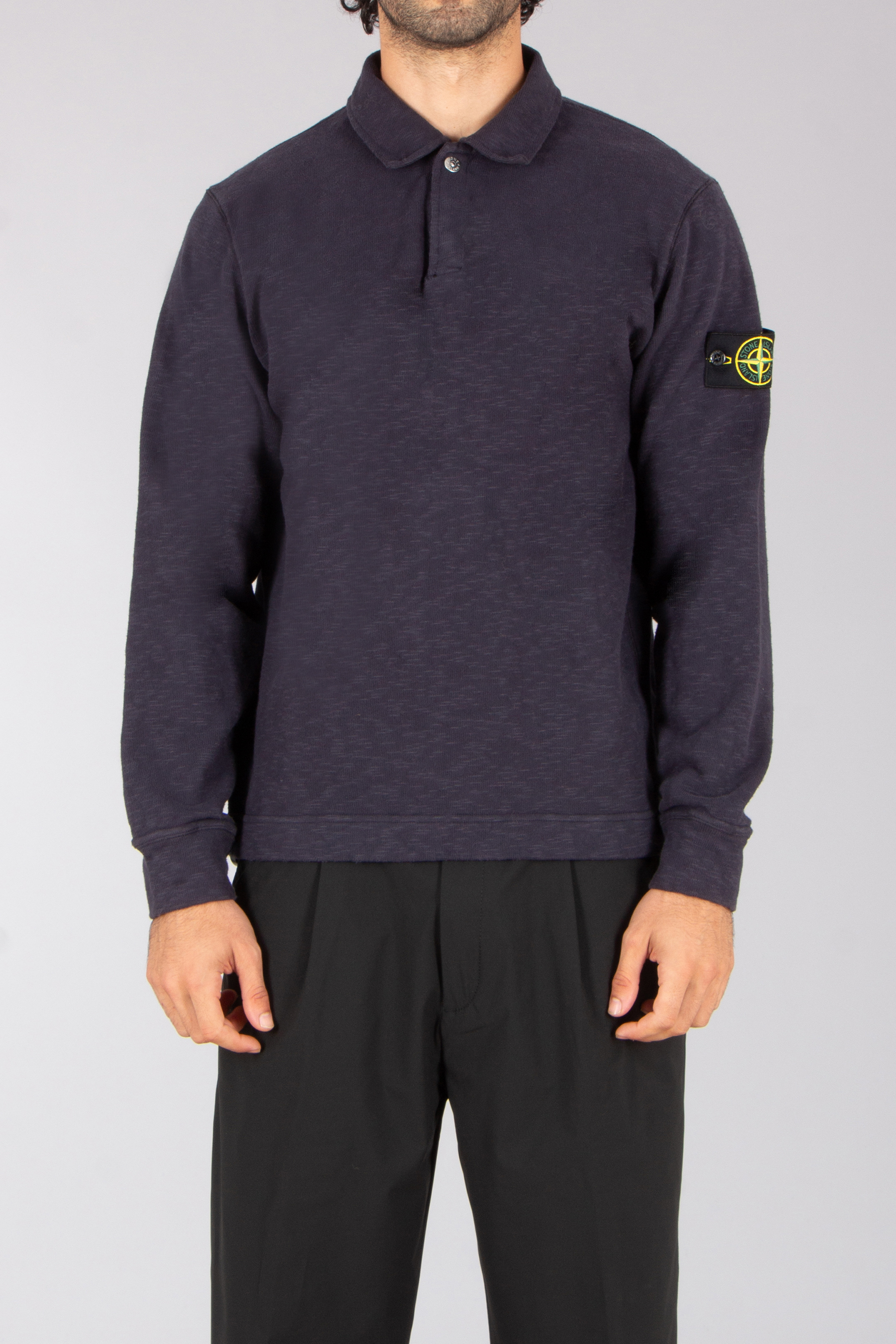STONE ISLAND Regular Fit Vanisé Brushed Heavy Cotton Jersey Polo Sweatshirt Langarm, Ärmel, Vlies, Pullover, Sweatshirt