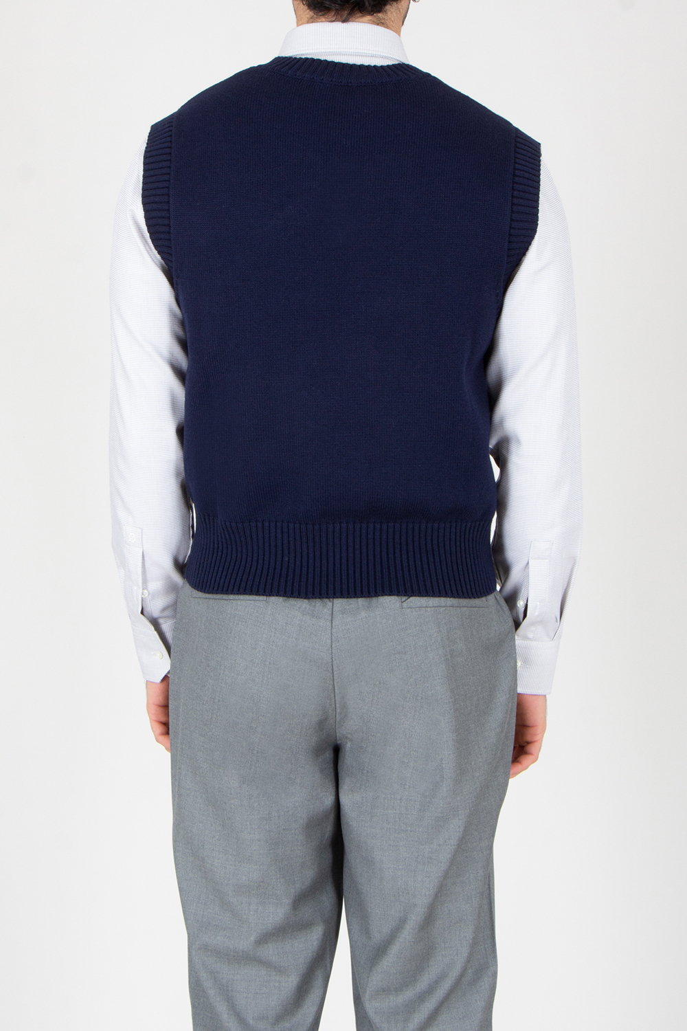 AMI PARIS Relaxed Fit Ami De Coeur Virgin Wool-Cotton Blend Sleeveless V-Neck Sweater