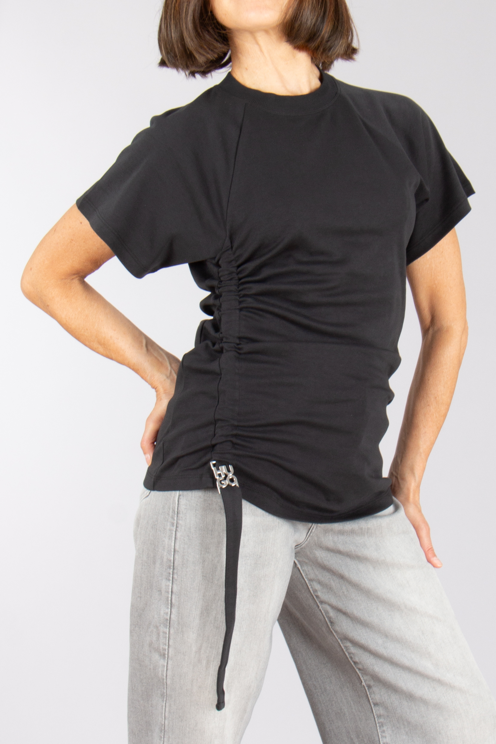 HUGO Slim Fit Cotton Jersey T-Shirt Daqua Bluse, T-shirt, Erwachsener, Person, Frau
