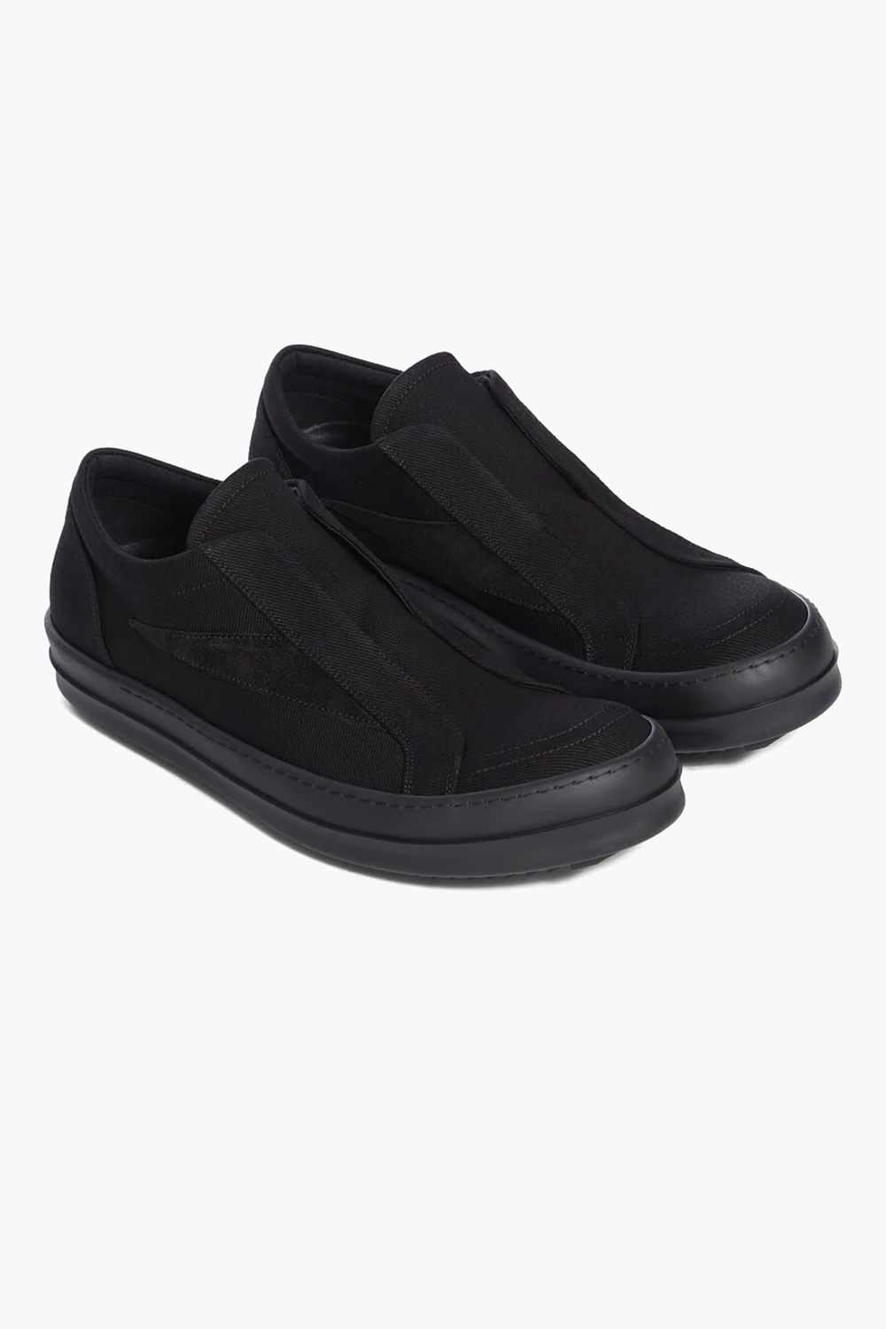 RICK OWENS DRKSHDW Overdyed Denim & Suede Laceless Vintage Sneakers 