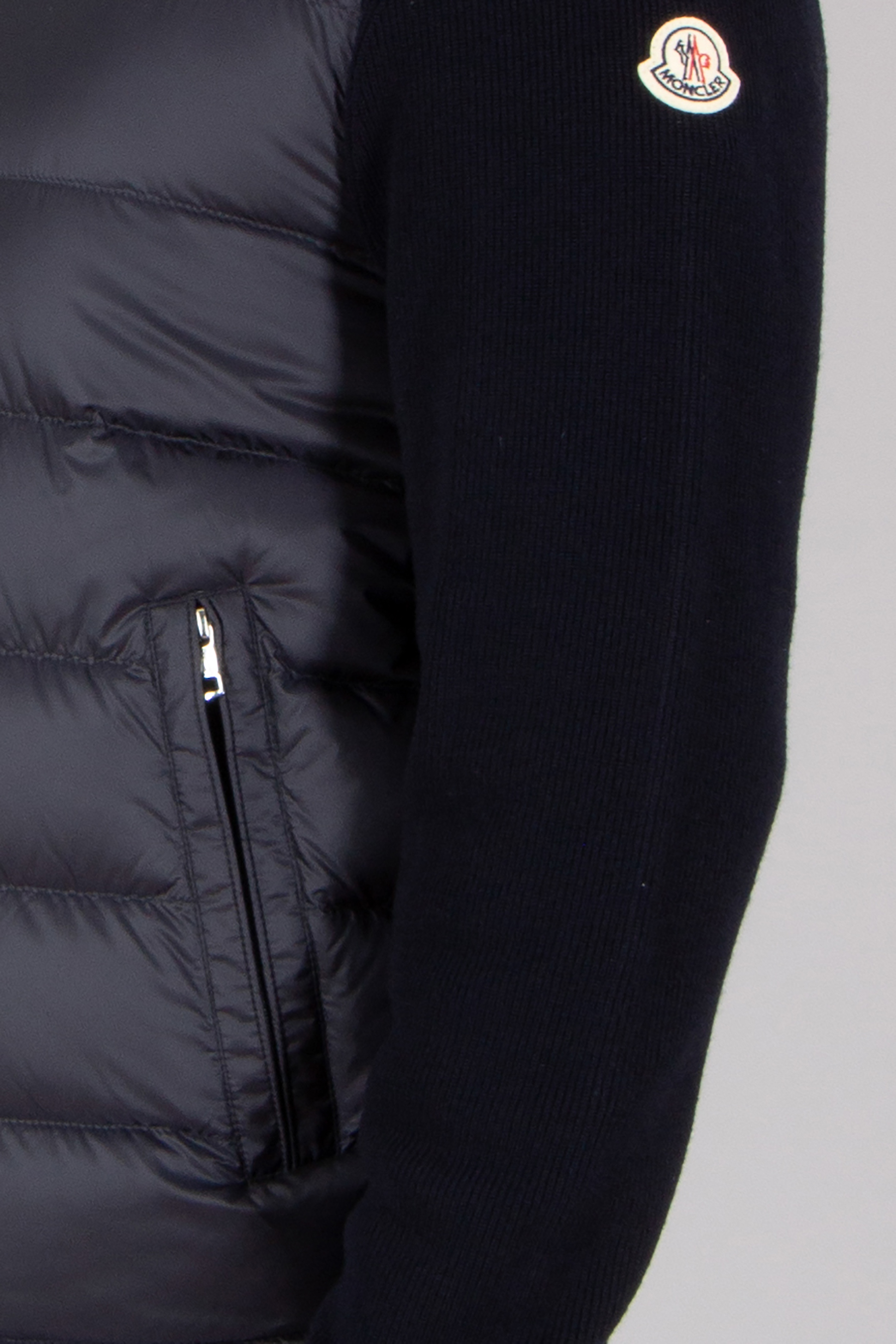 MONCLER Regular Fit Down Padded Virgin Wool Zip Cardigan Bekleidung, Mantel, Jacke