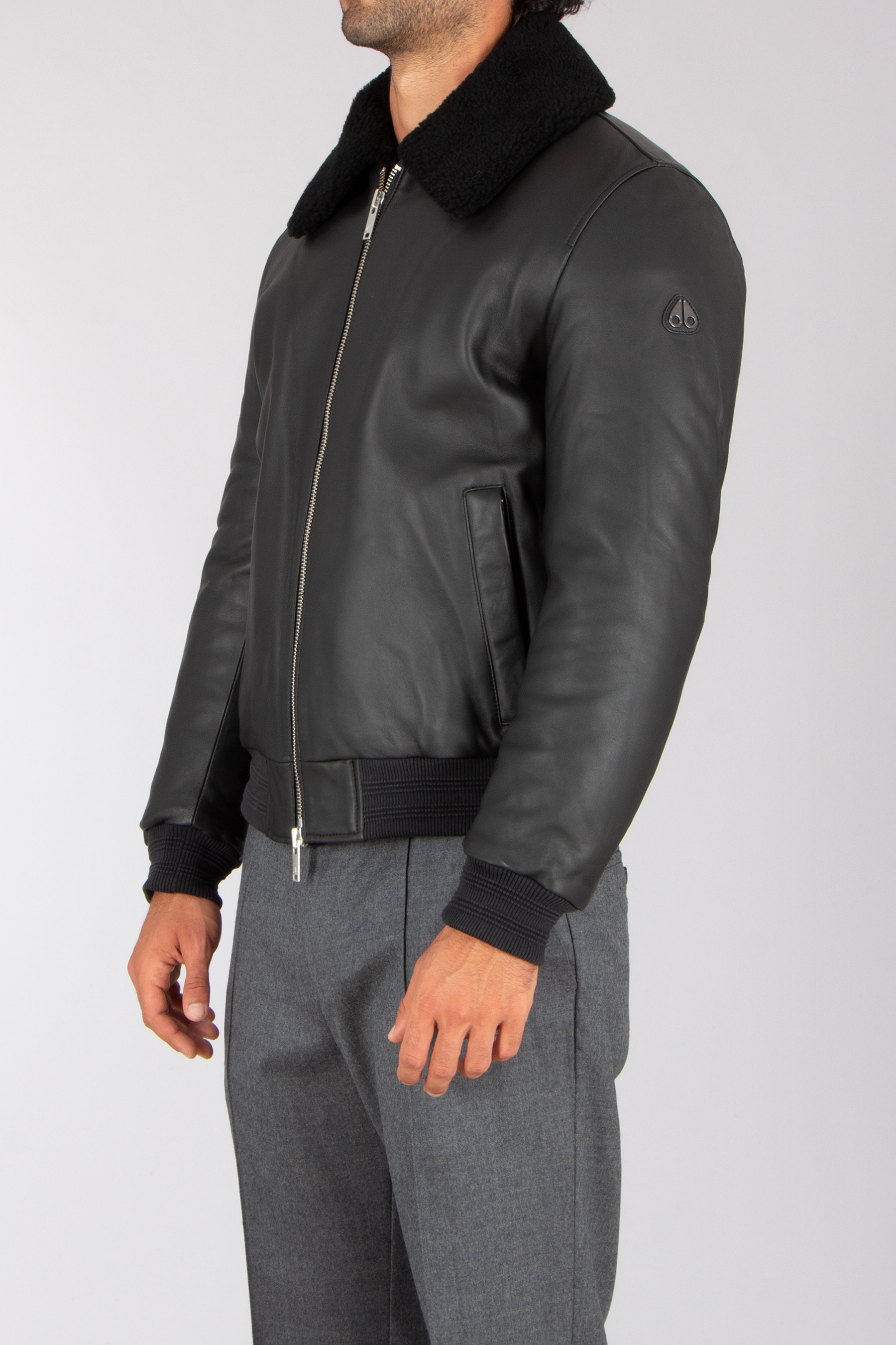 MOOSE KNUCKLES Regular Fit Full Grain Lamb Leather Toba Bomber L Jacket Bekleidung, Mantel, Jacke, Kapuzenpulli, Jacke aus Leder