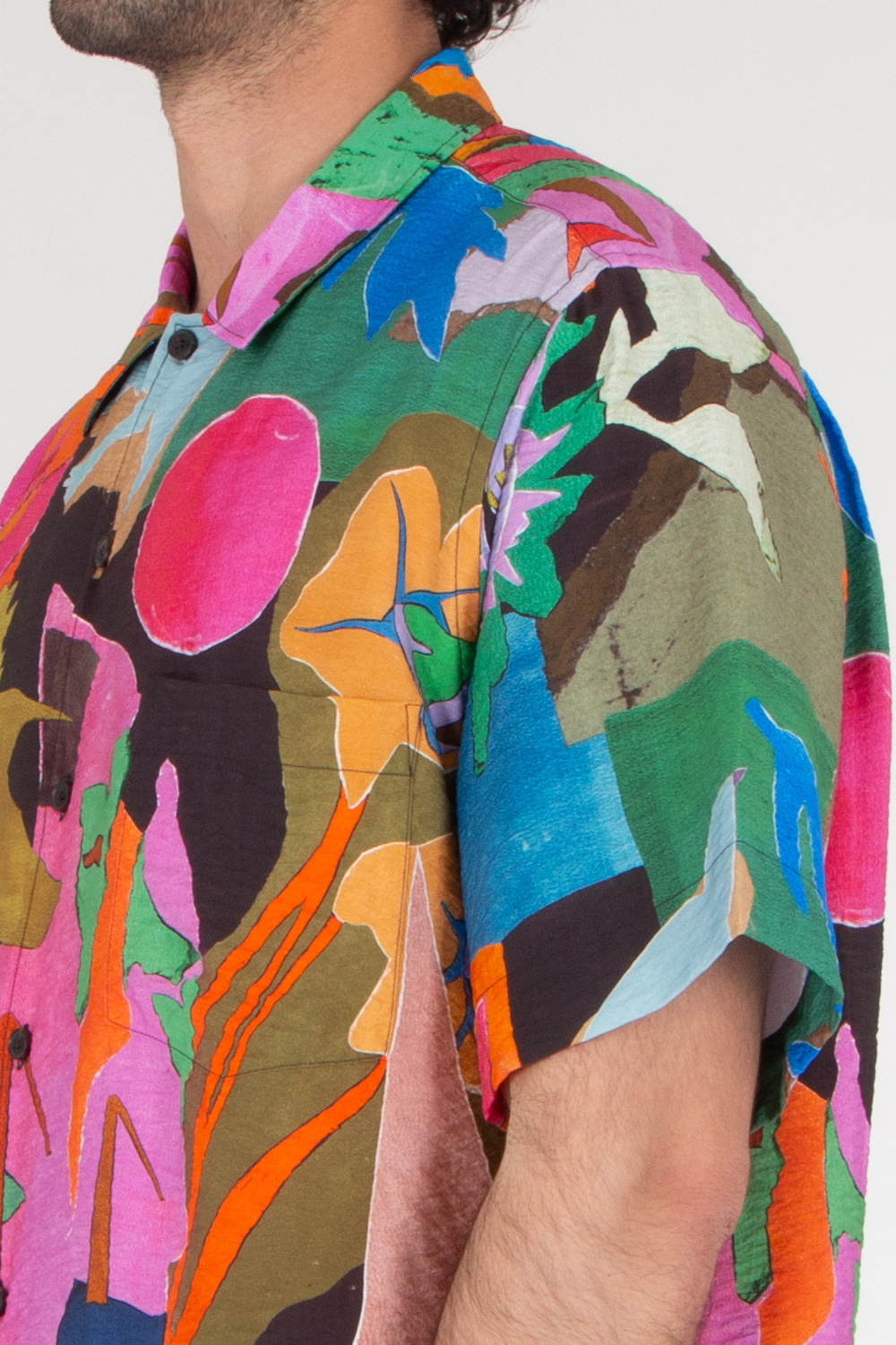 PAUL SMITH 'River Collage' Viscose-Blend Short Sleeve Shirt