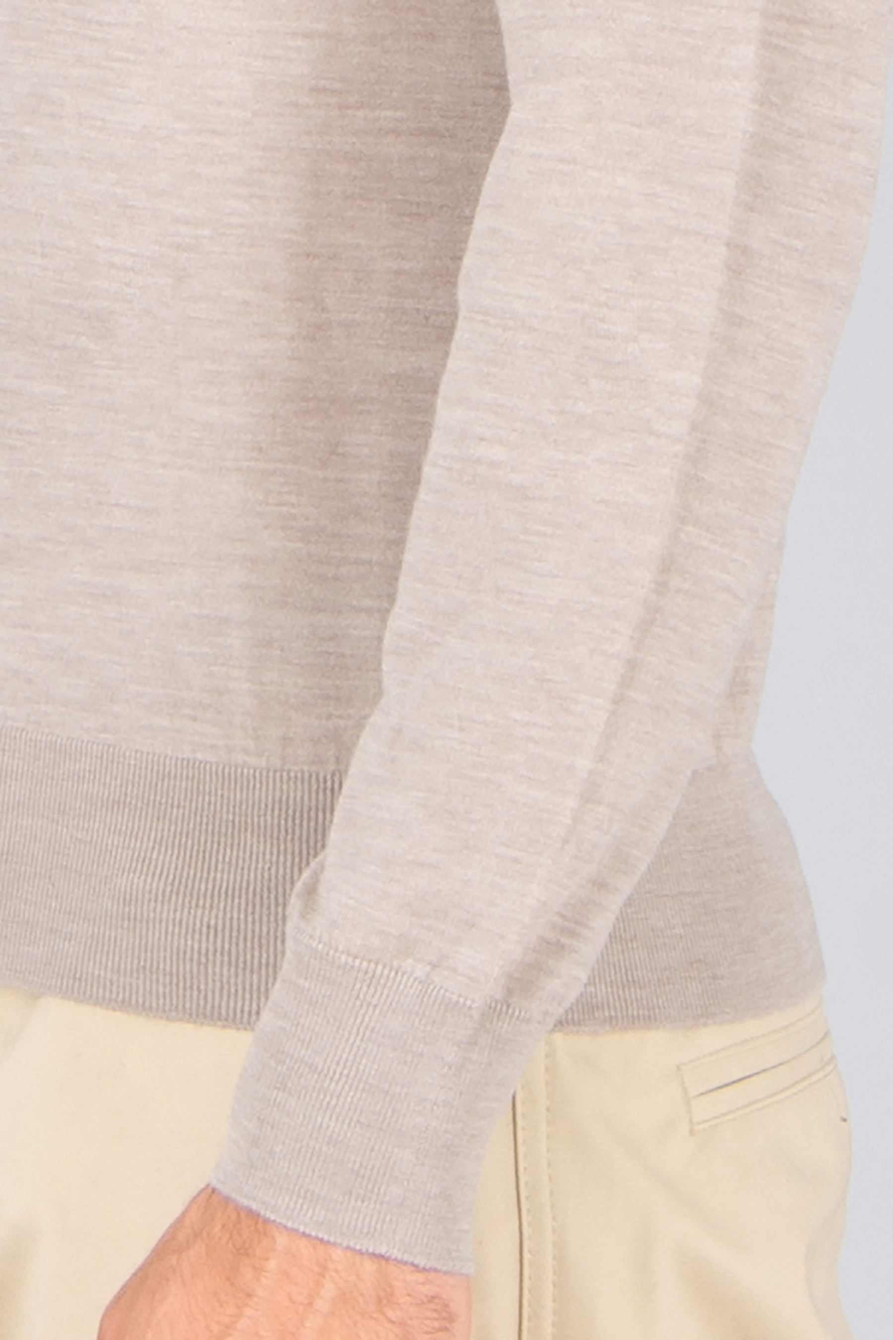 SEASE Regular Fit Ultra Fine Virgin Wool Knit Polo Lasca Langarm, Ärmel, Inneneinrichtung, Leinen, Pullover