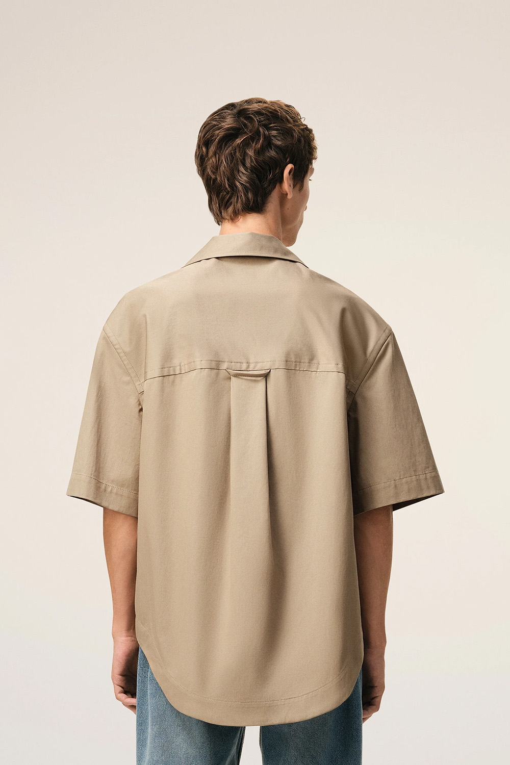 AMI PARIS Oversized Short Sleeve Cotton Gabardine Shirt