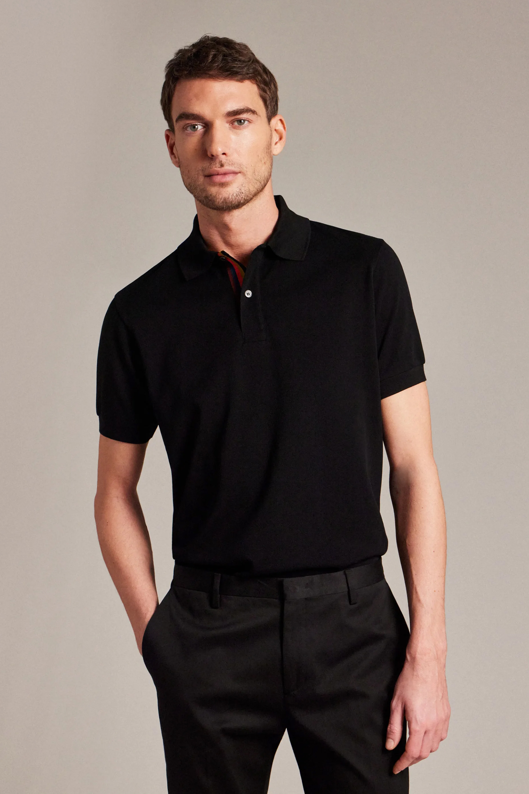 PAUL SMITH 'Artist Stripe' Placket Cotton Piqué Polo Shirt PAUL SMITH 'Artist Stripe' Placket Cotton Piqué Polo Shirt