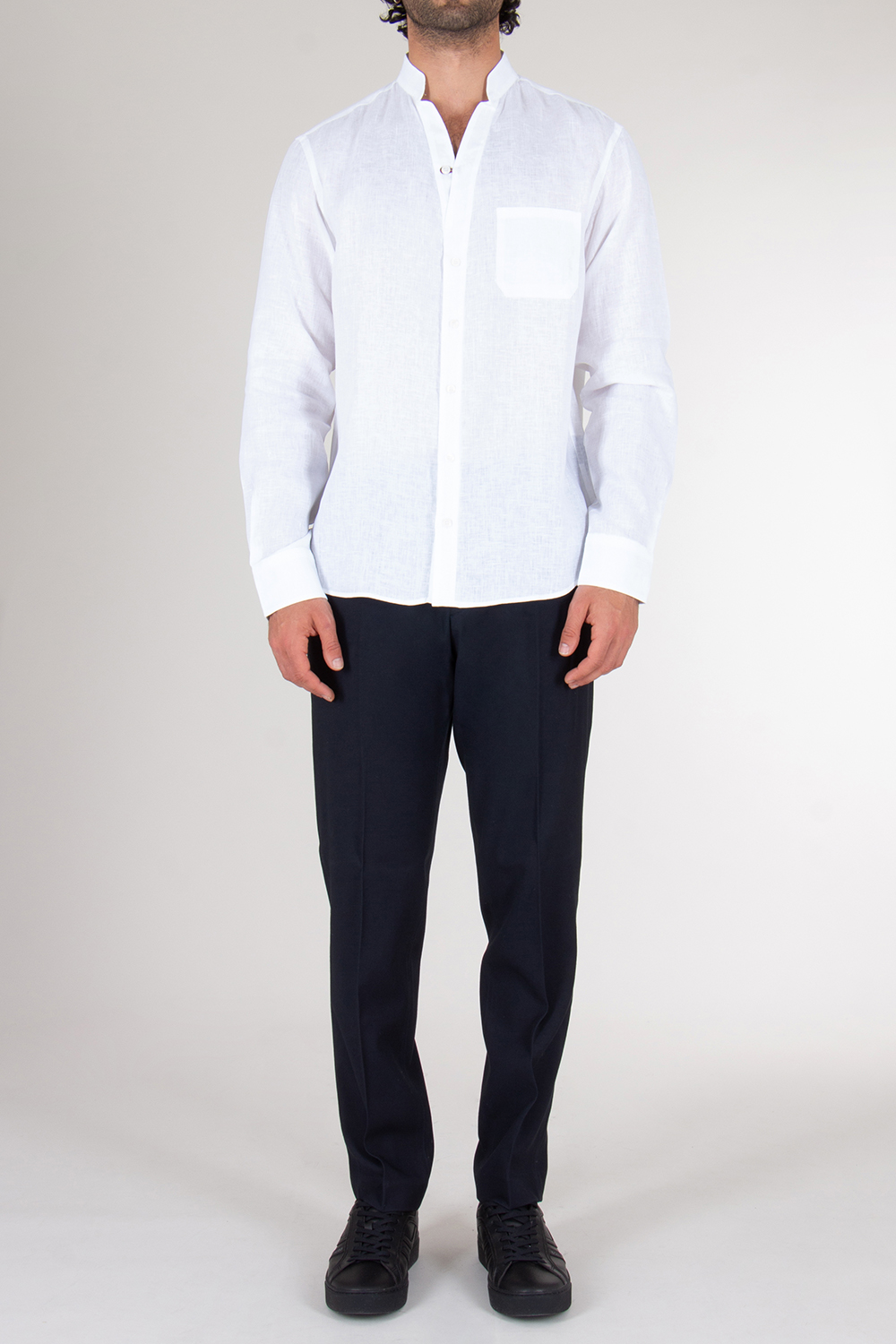 SEASE Regular Fit Linen Fishtail Henley Shirt