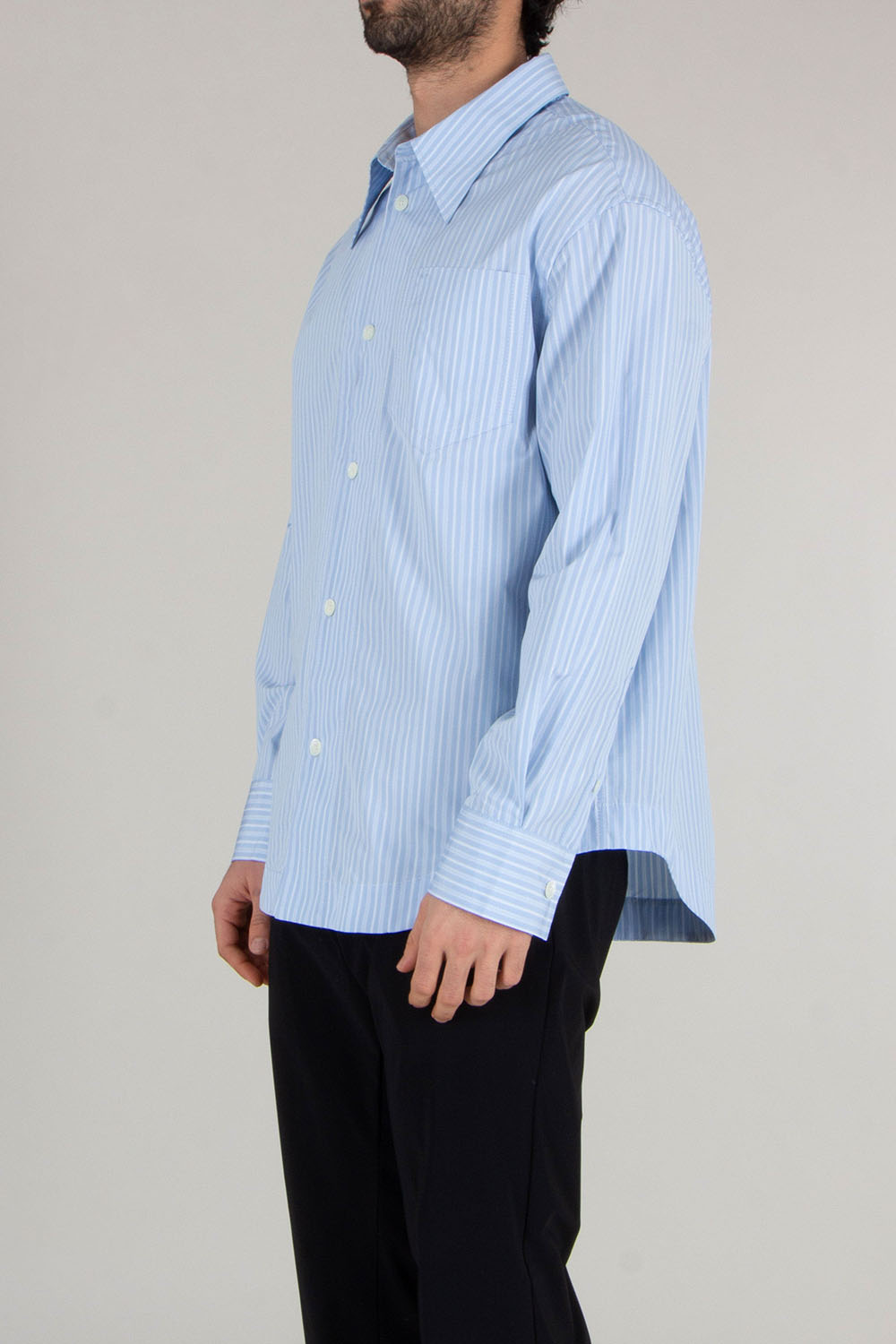 AMI PARIS Loose Fit Ami De Coeur Striped Cotton Poplin Shirt