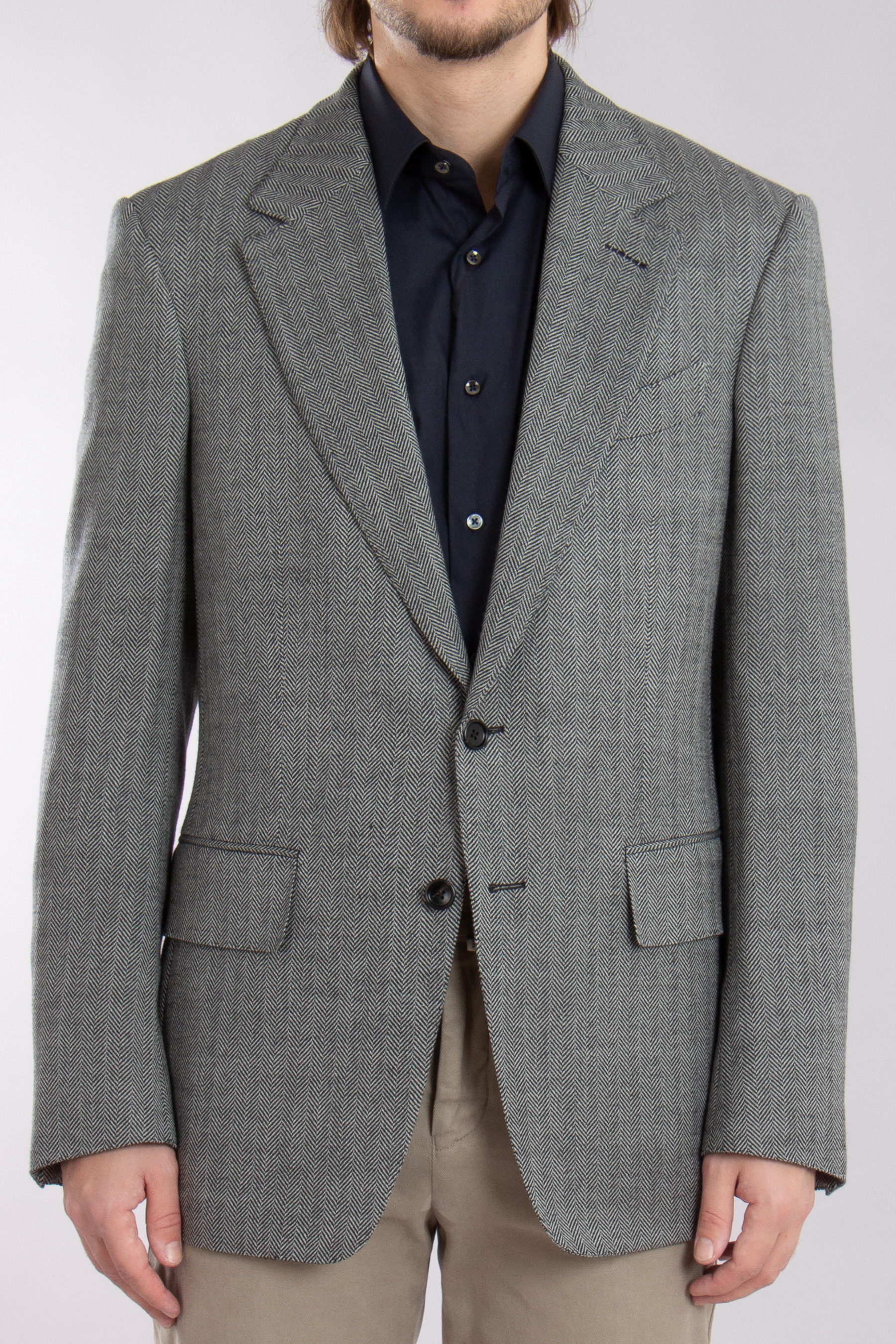 TOM FORD Herringbone Wool-Silk-Linen Blend Jacket Shelton TOM FORD Herringbone Wool-Silk-Linen Blend Jacket Shelton