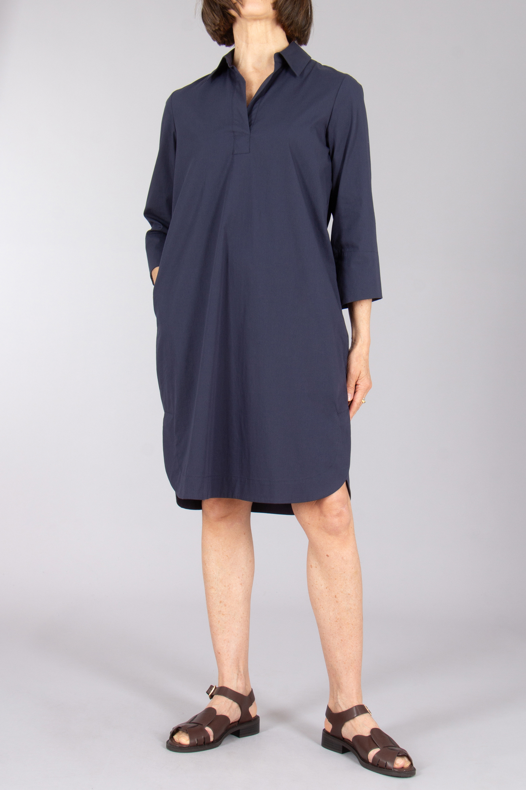 0039 ITALY Casual Fit Stretch Cotton Blend Poplin Shirt Dress Derry Sandale, Kleid, Mantel, Langarm, Person