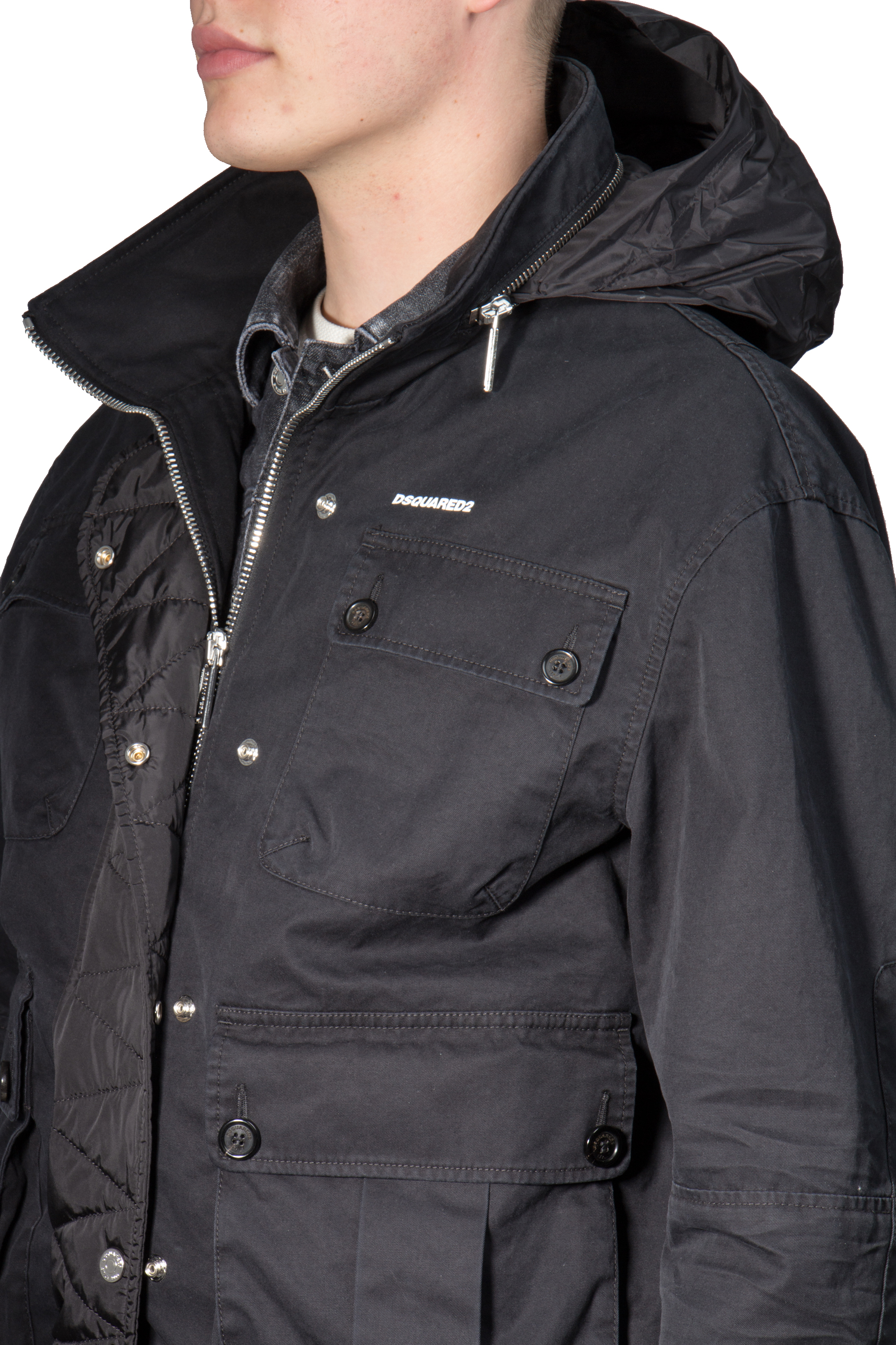 DSQUARED2 Pad Tab Field Jacket With Detachable Denim Vest