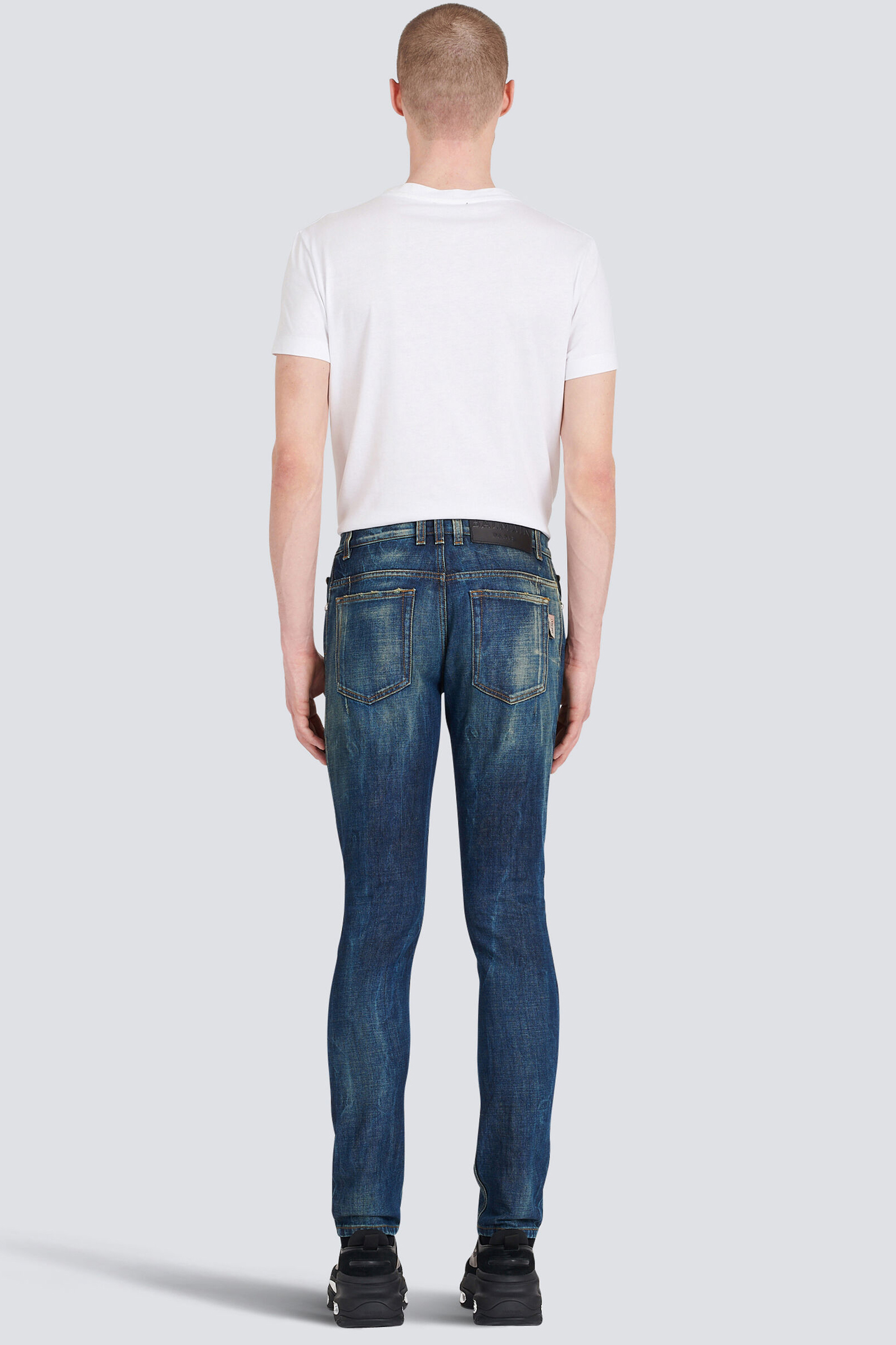 BALMAIN Slim Fit Bleach Effect Jeans